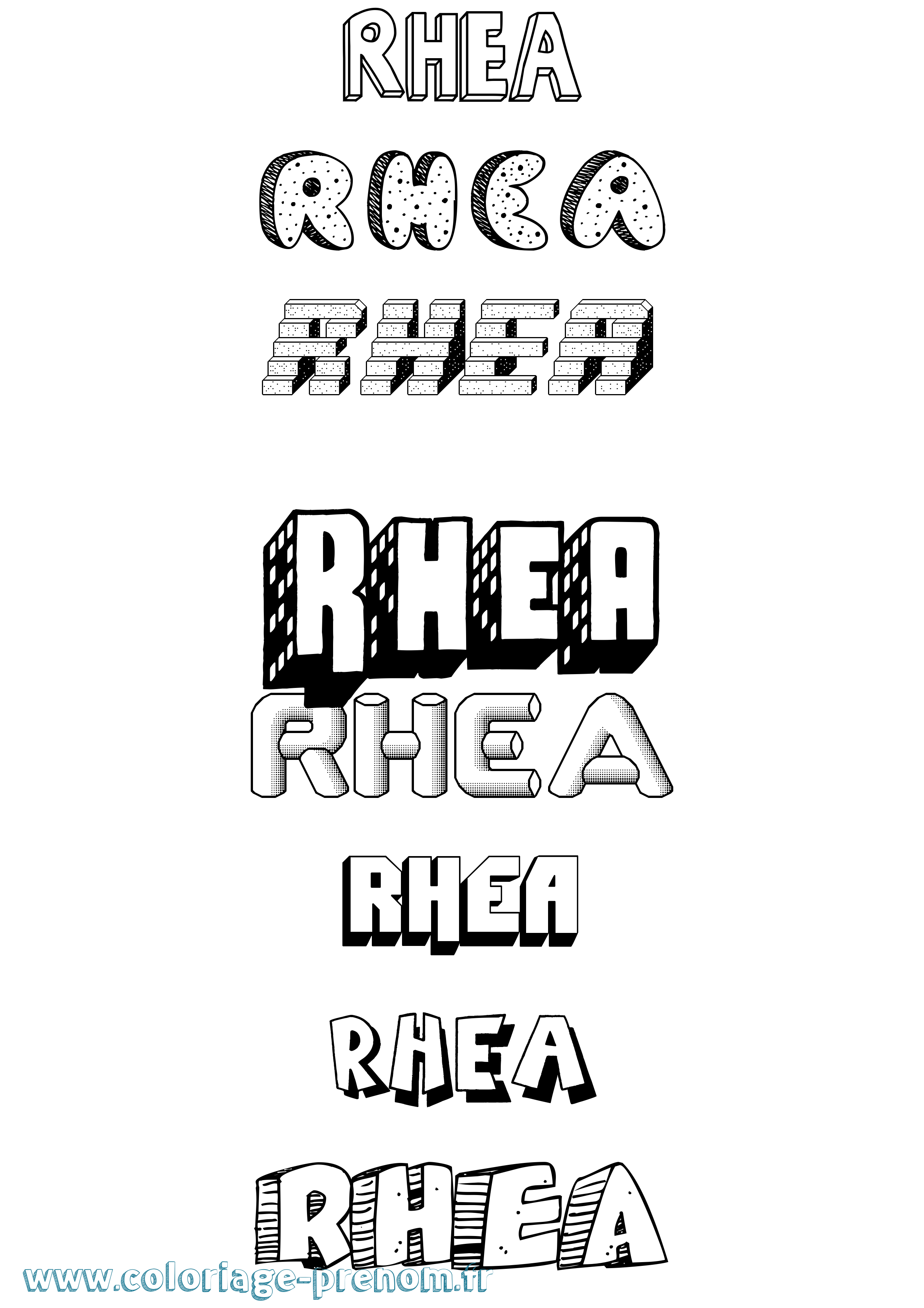 Coloriage Rhea Effet 3D Coloriage prénom Rhea Effet 3D