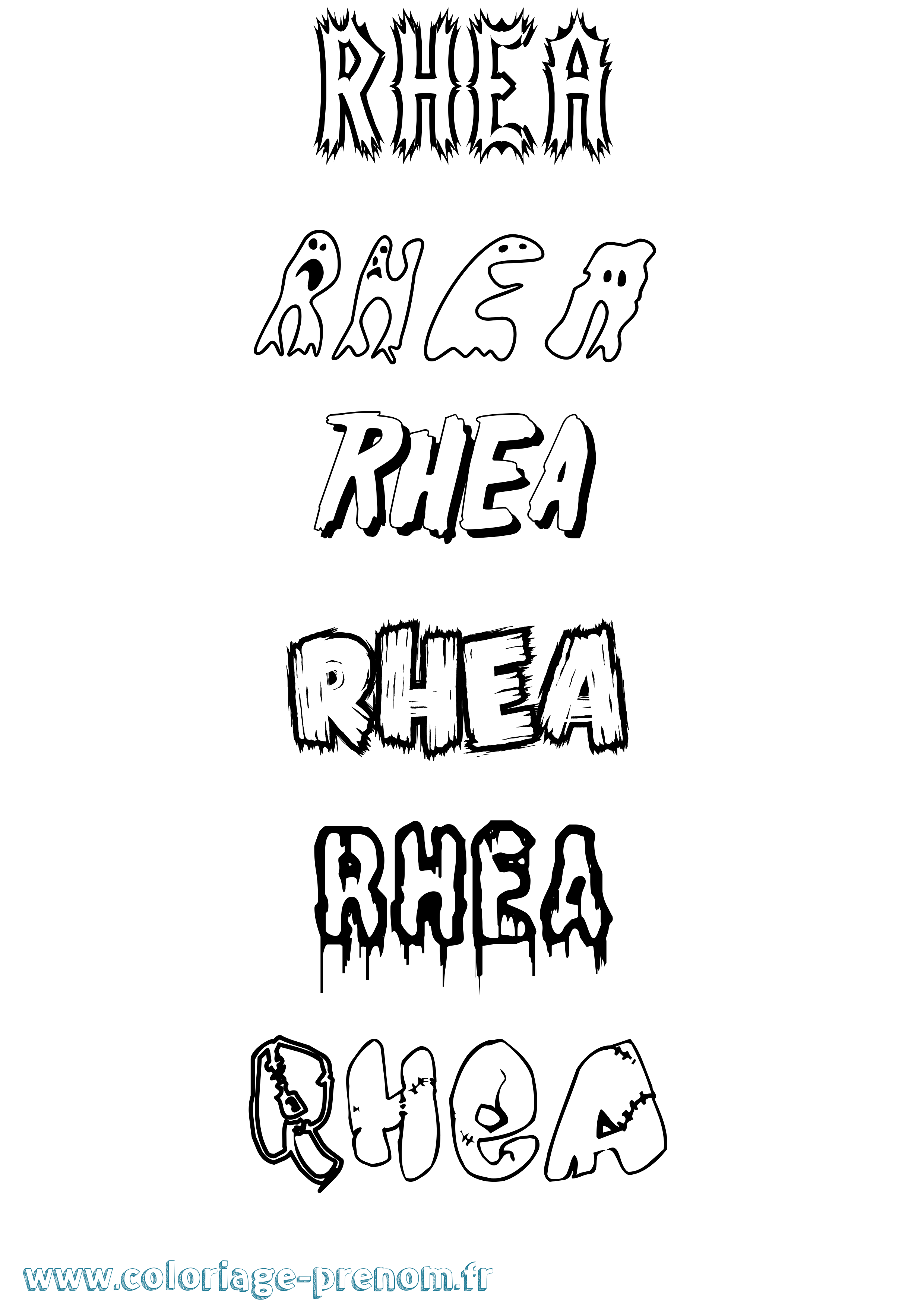 Coloriage Rhea Frisson Coloriage prénom Rhea Frisson