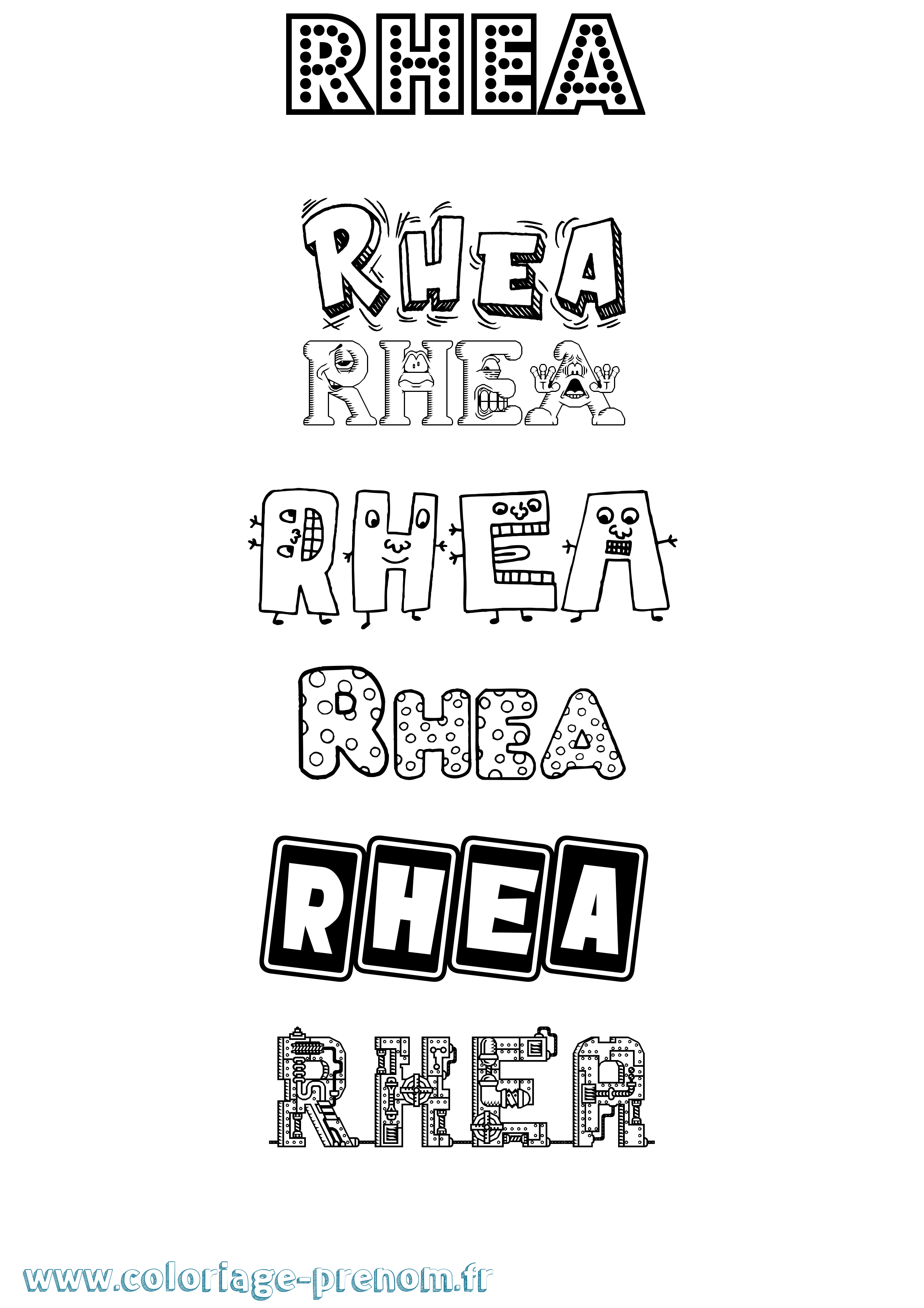 Coloriage prénom Rhea Fun