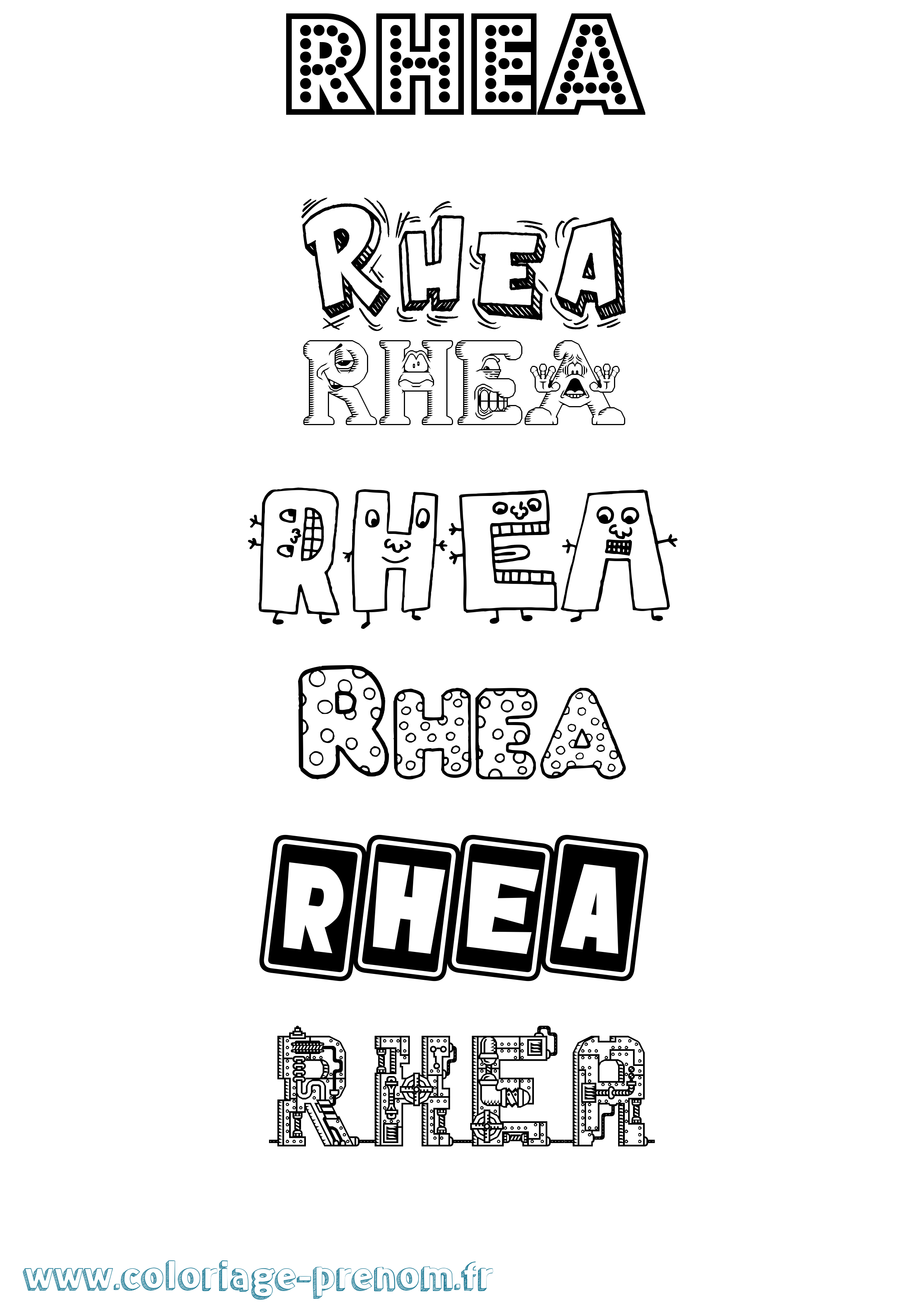 Coloriage Rhea Fun Coloriage prénom Rhea Fun