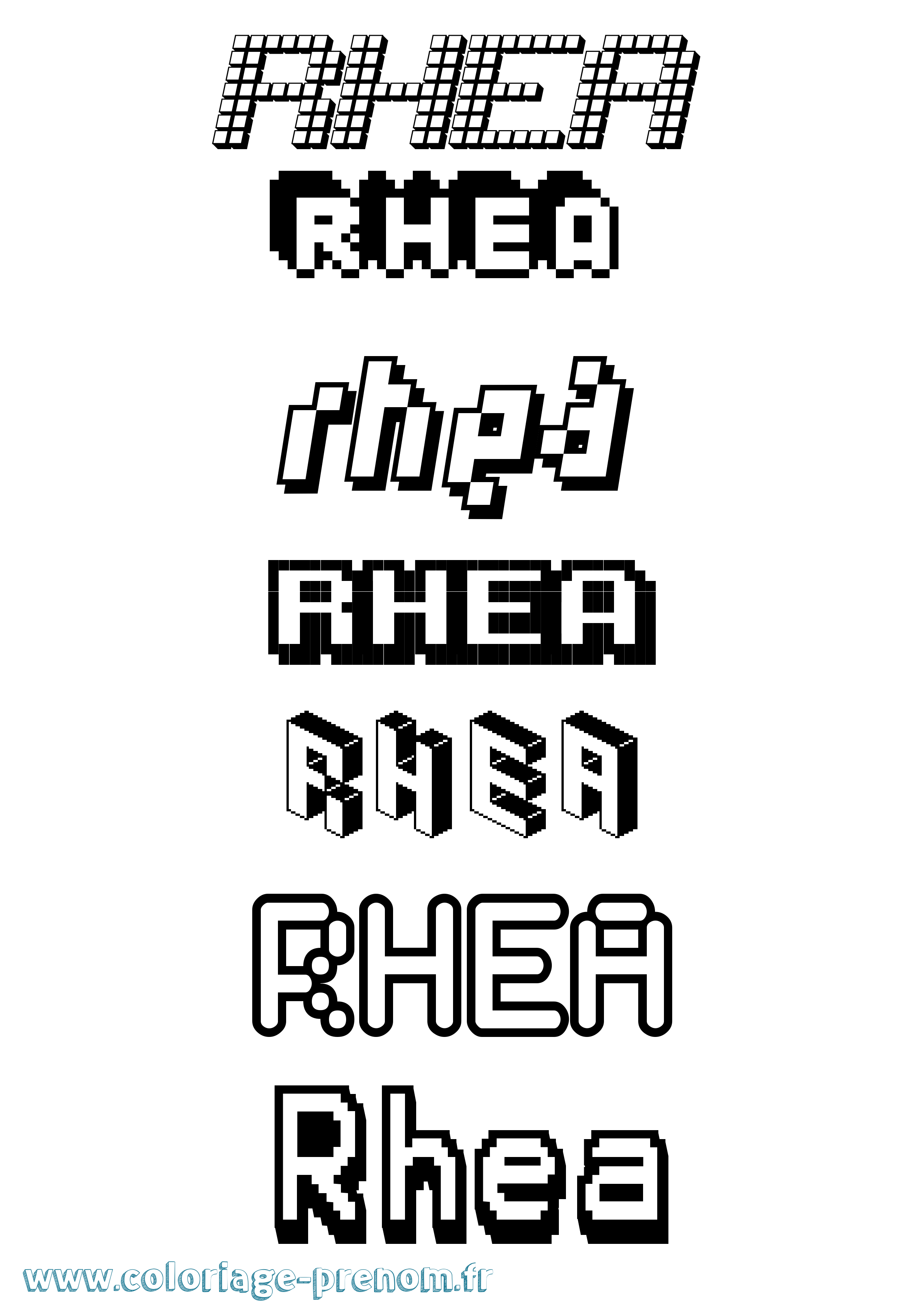 Coloriage Rhea Pixel Coloriage prénom Rhea Pixel