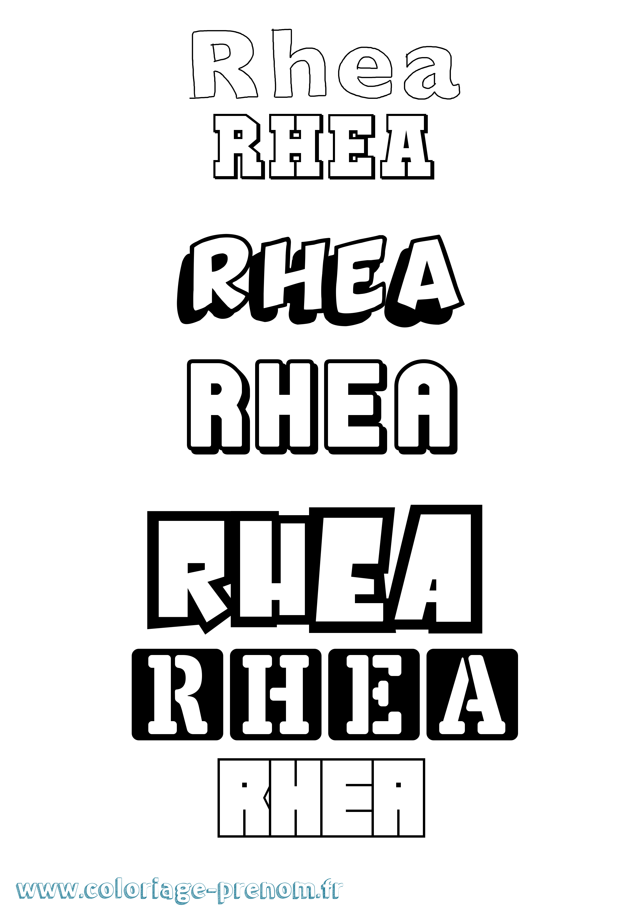 Coloriage Rhea Simple Coloriage prénom Rhea Simple