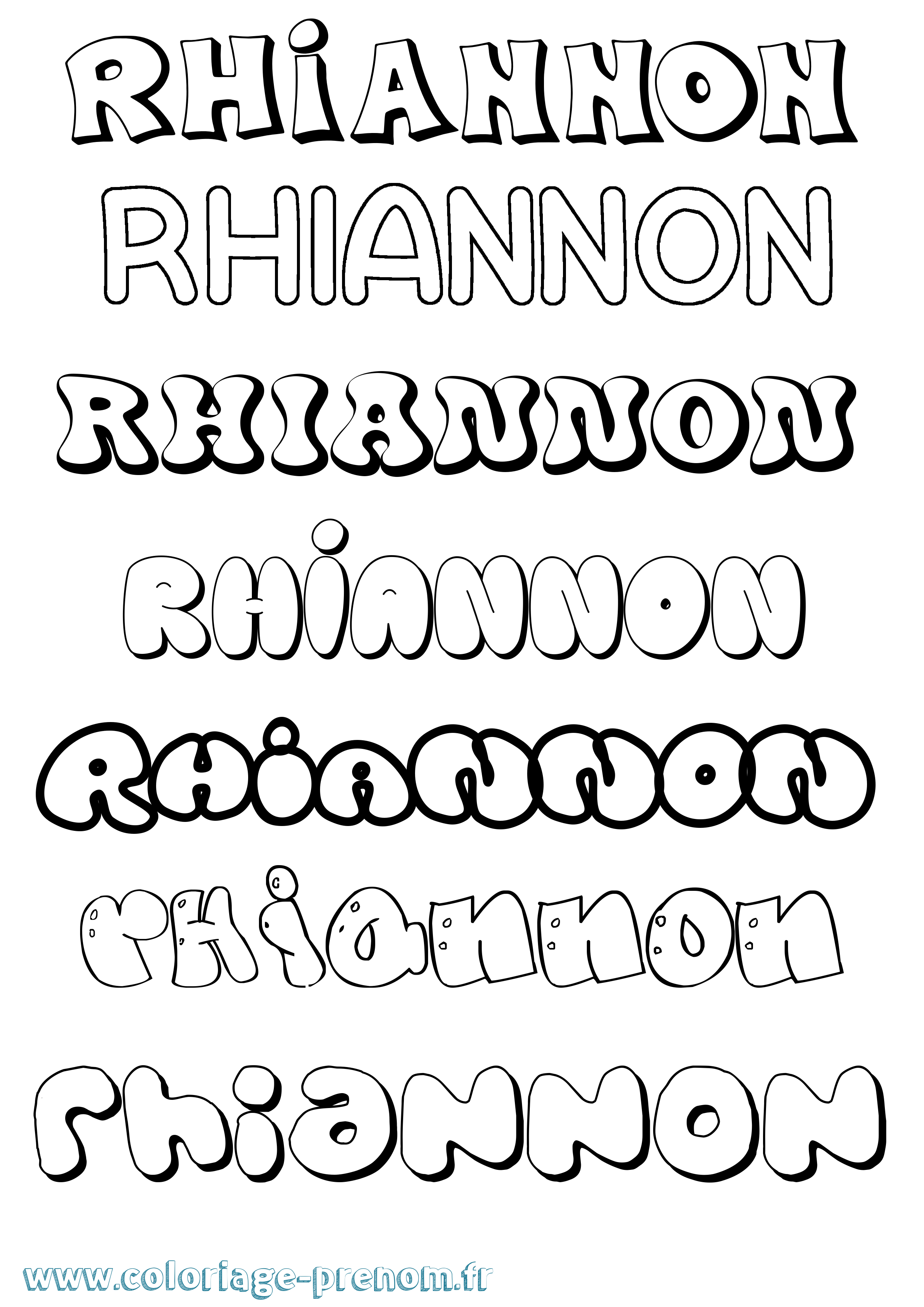 Coloriage Rhiannon Bubble Coloriage prénom Rhiannon Bubble