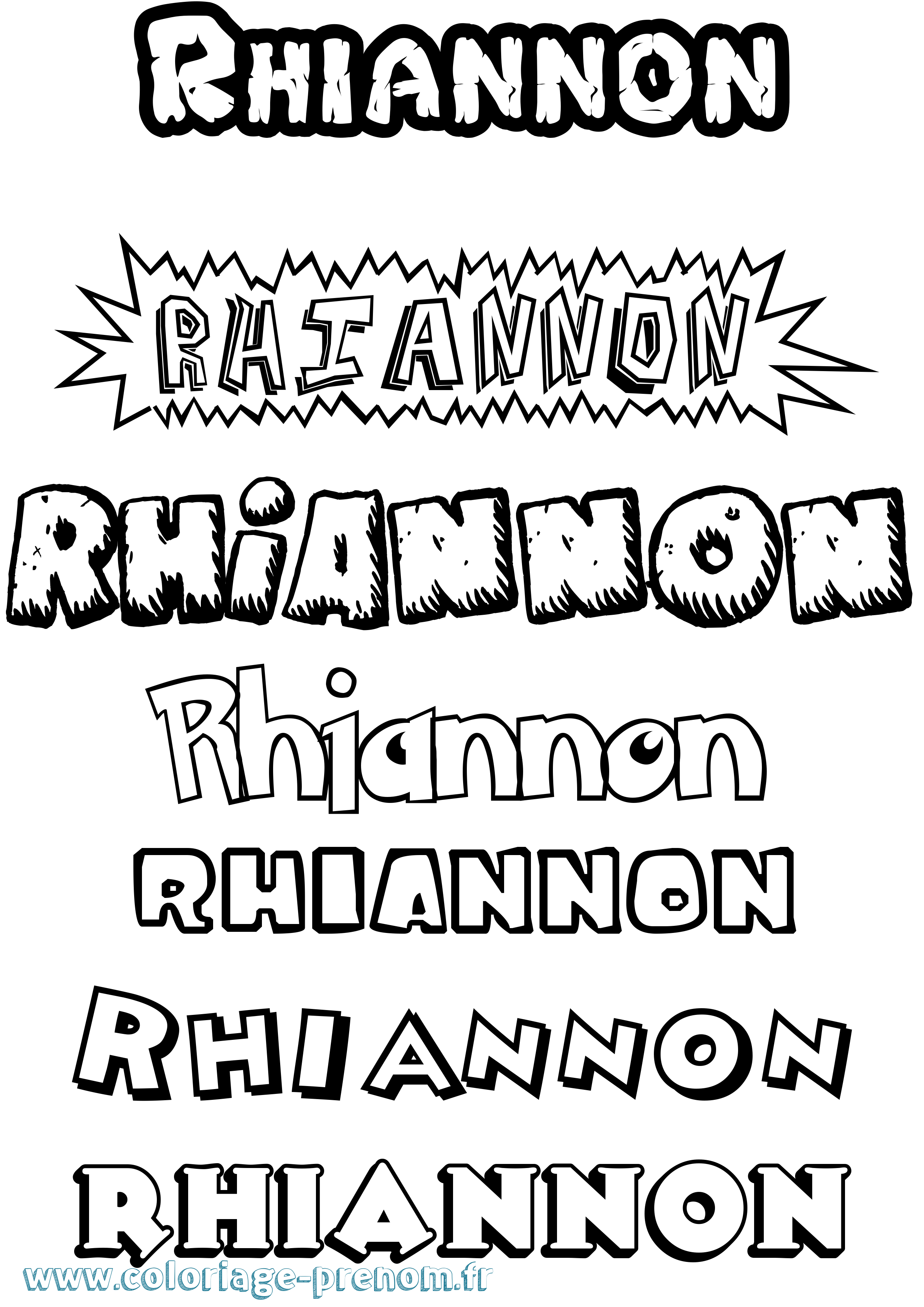 Coloriage prénom Rhiannon Dessin Animé