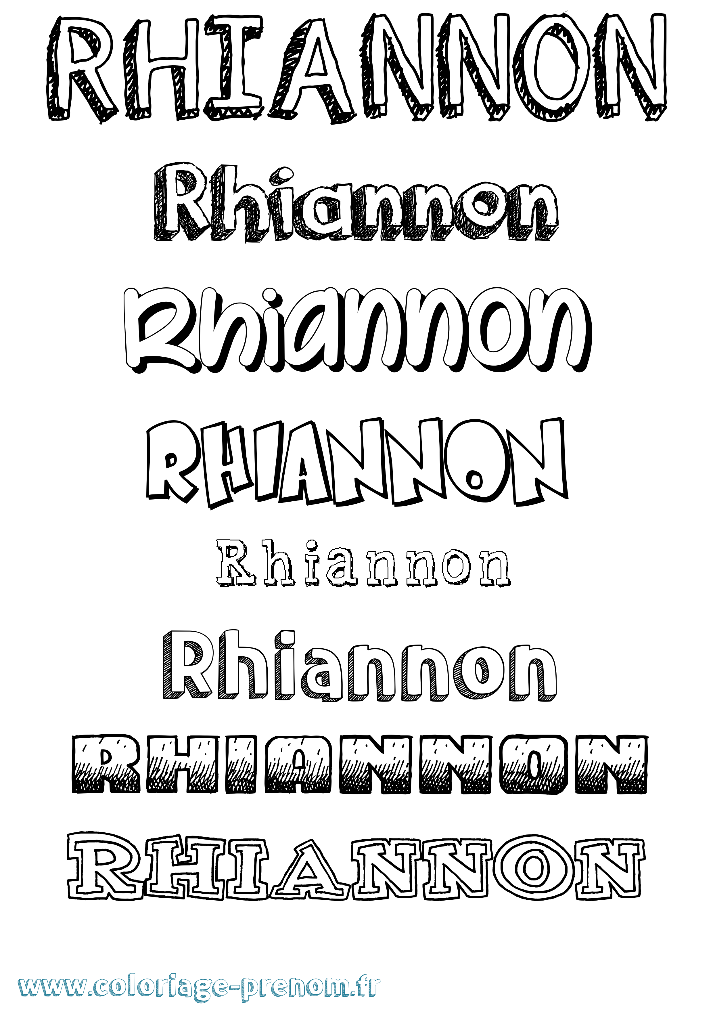 Coloriage prénom Rhiannon Dessiné