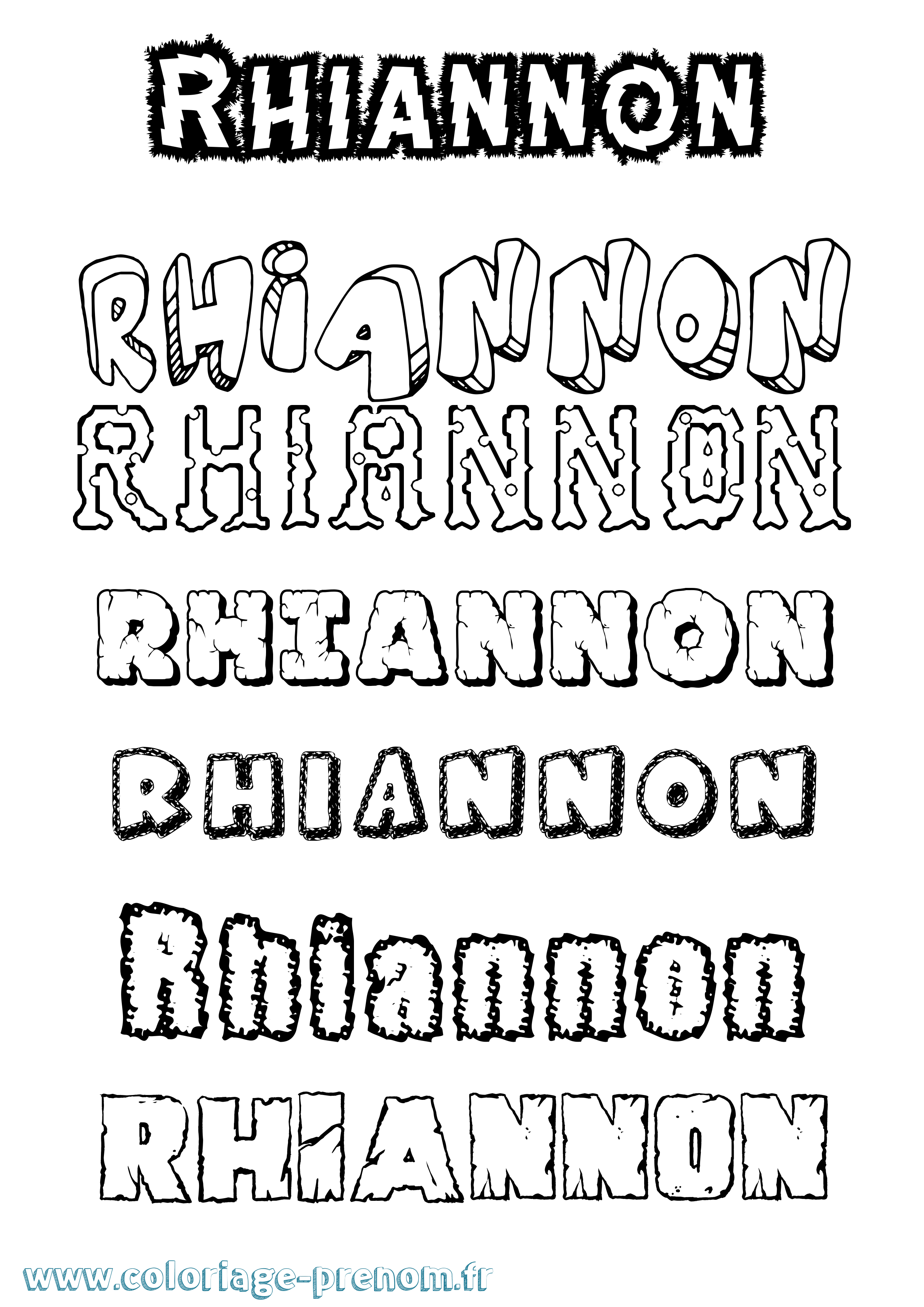 Coloriage Rhiannon Destructuré Coloriage prénom Rhiannon Destructuré
