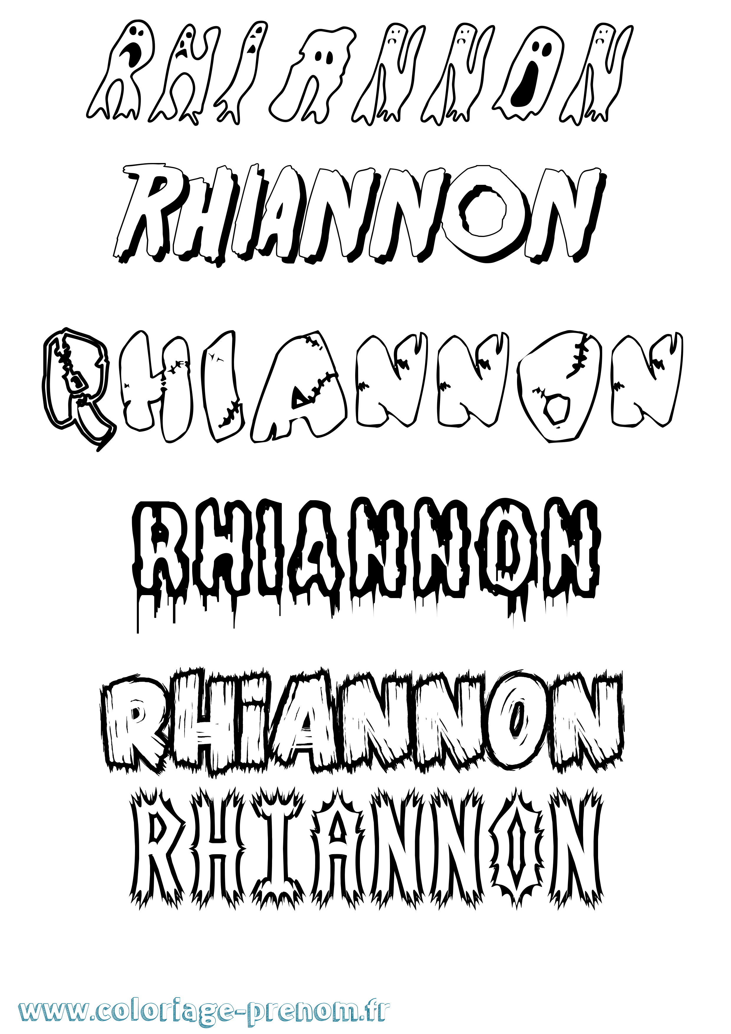 Coloriage Rhiannon Frisson Coloriage prénom Rhiannon Frisson