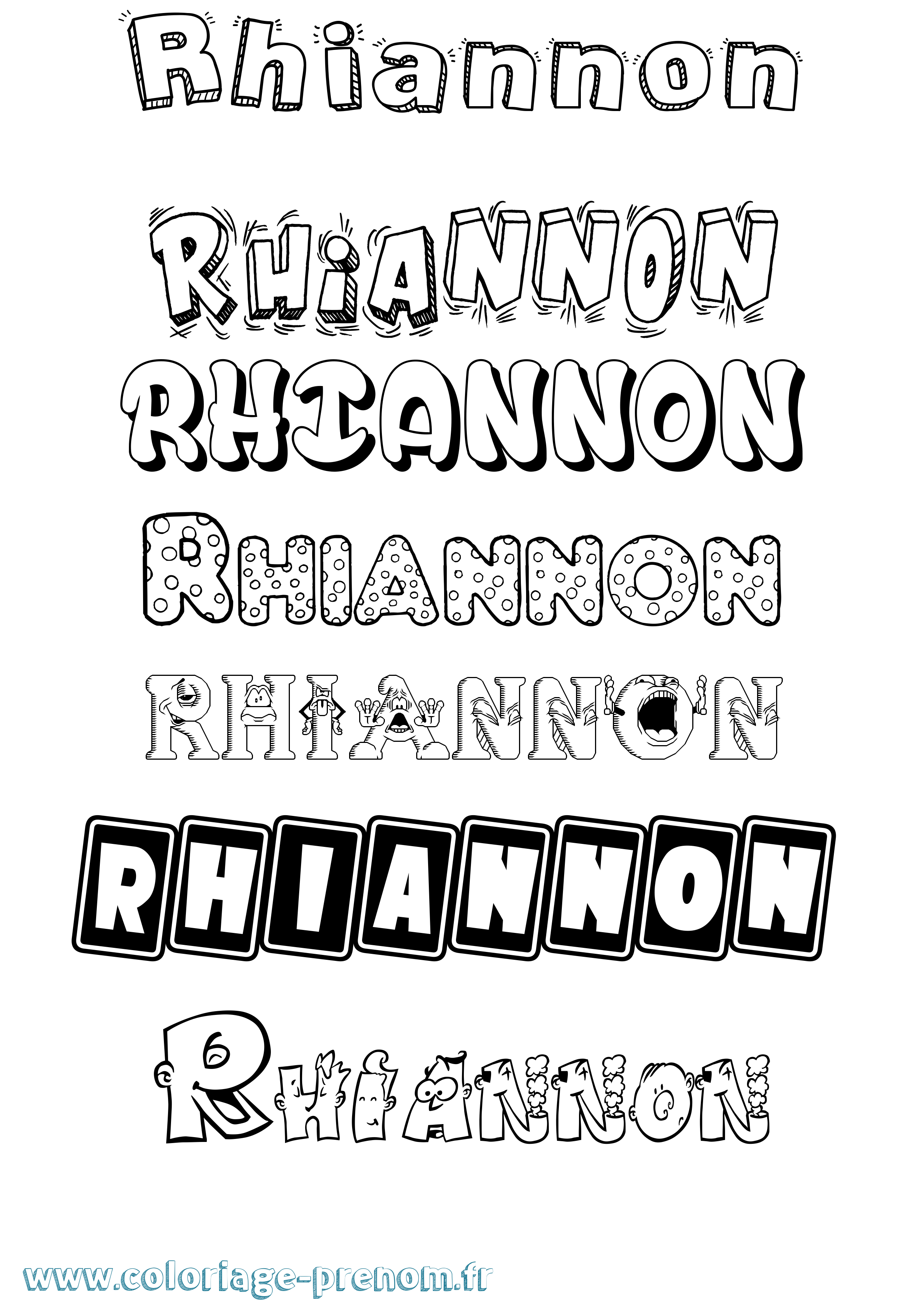 Coloriage prénom Rhiannon Fun