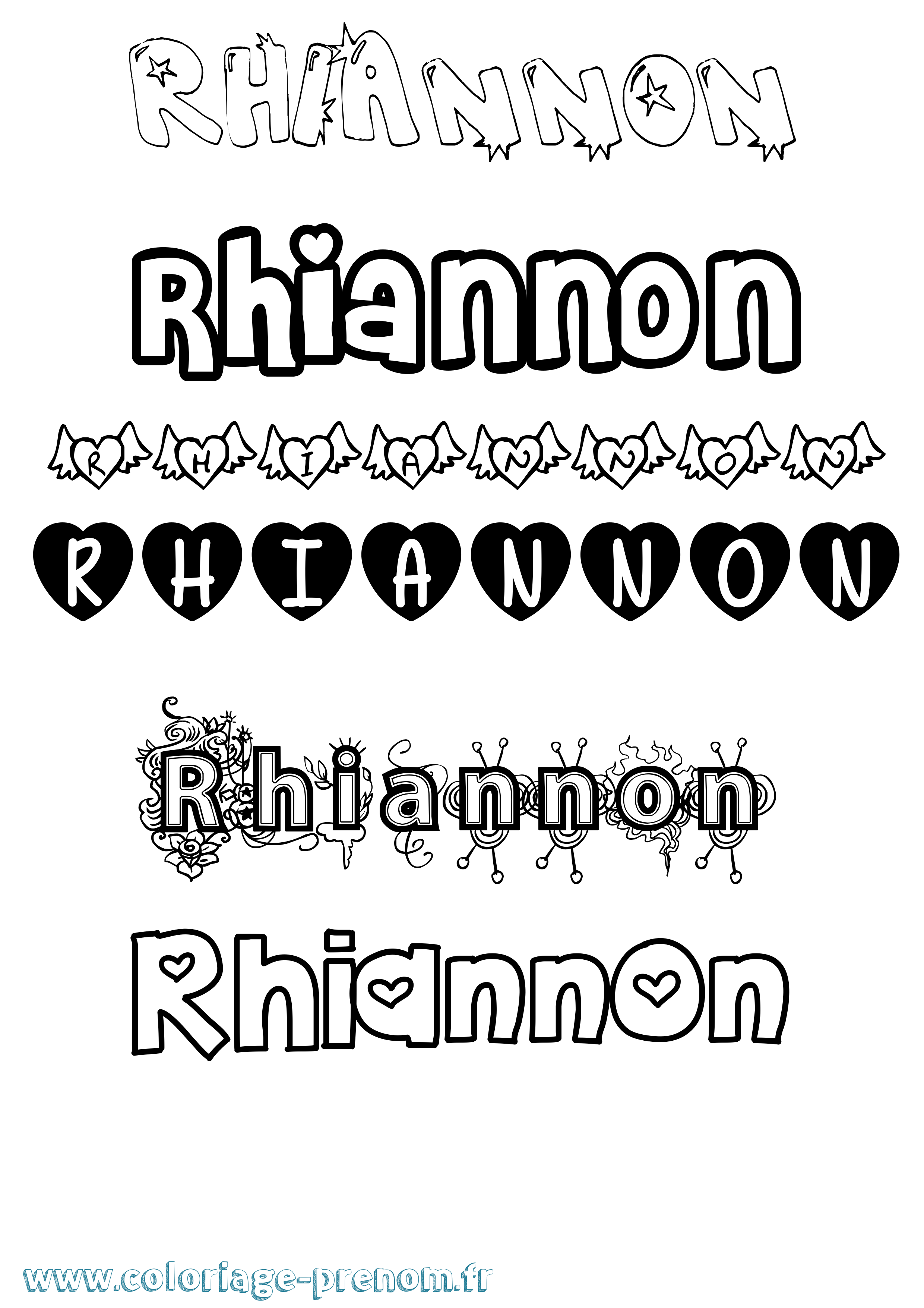 Coloriage Rhiannon Girly Coloriage prénom Rhiannon Girly
