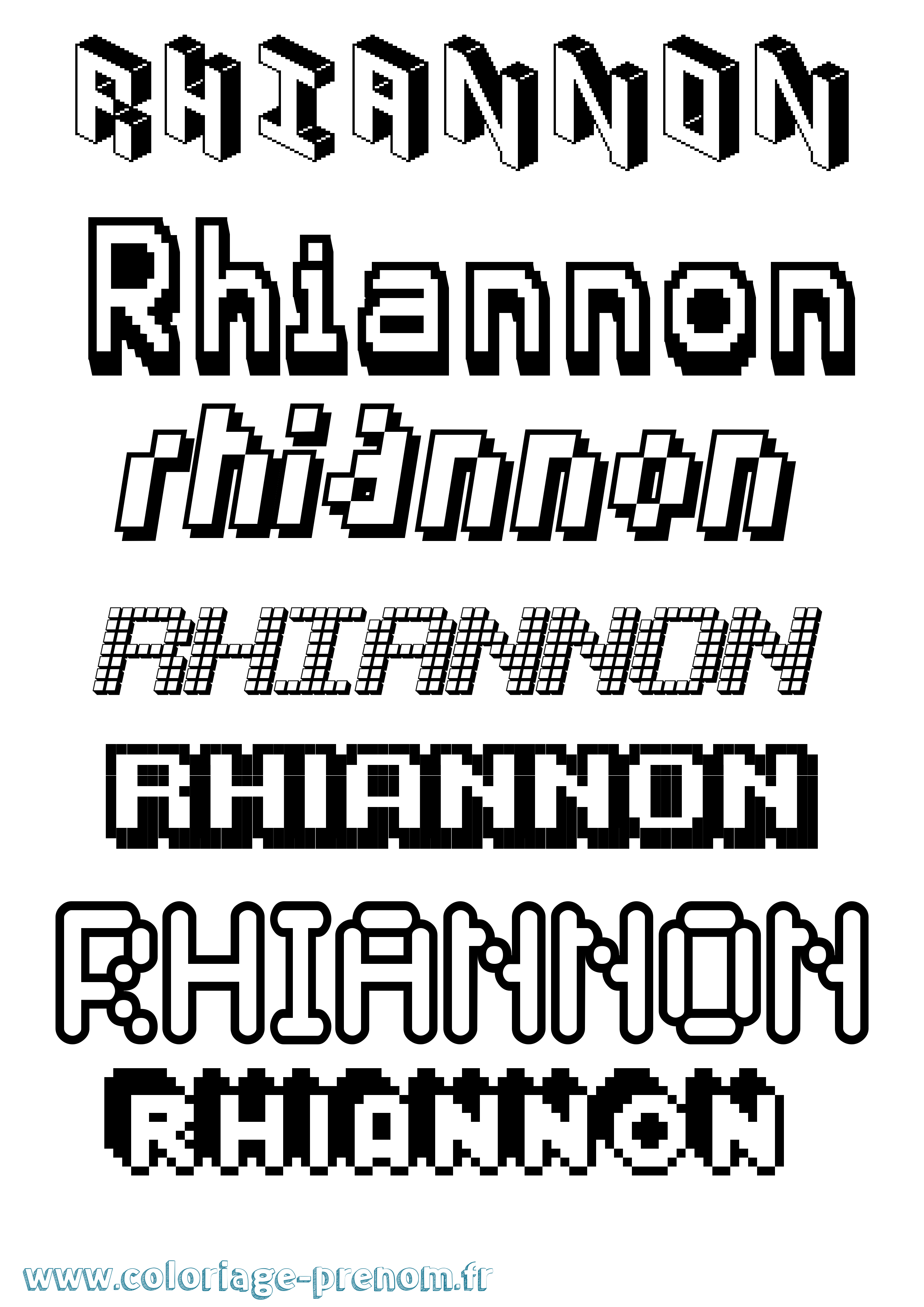 Coloriage prénom Rhiannon Pixel