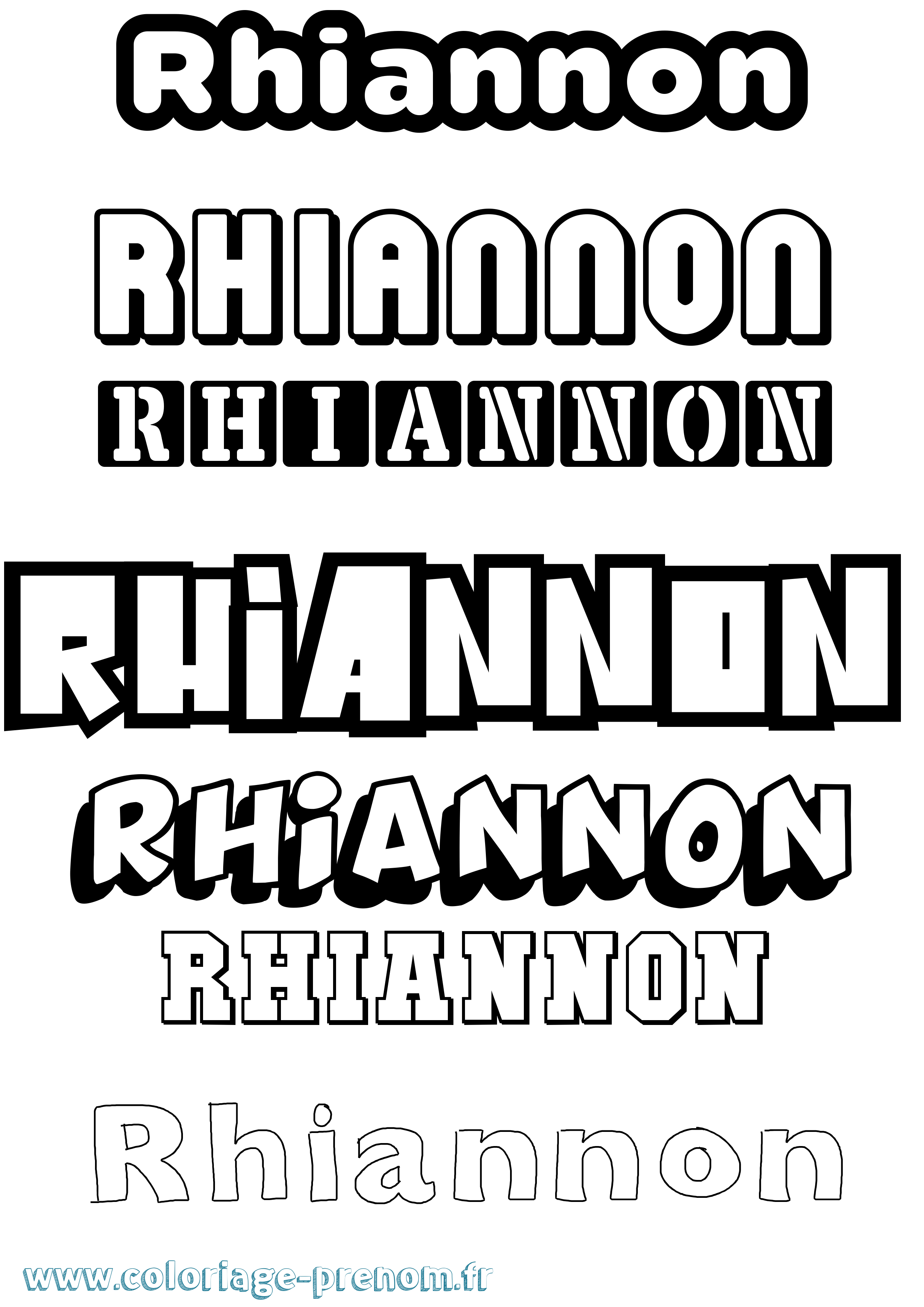 Coloriage prénom Rhiannon Simple
