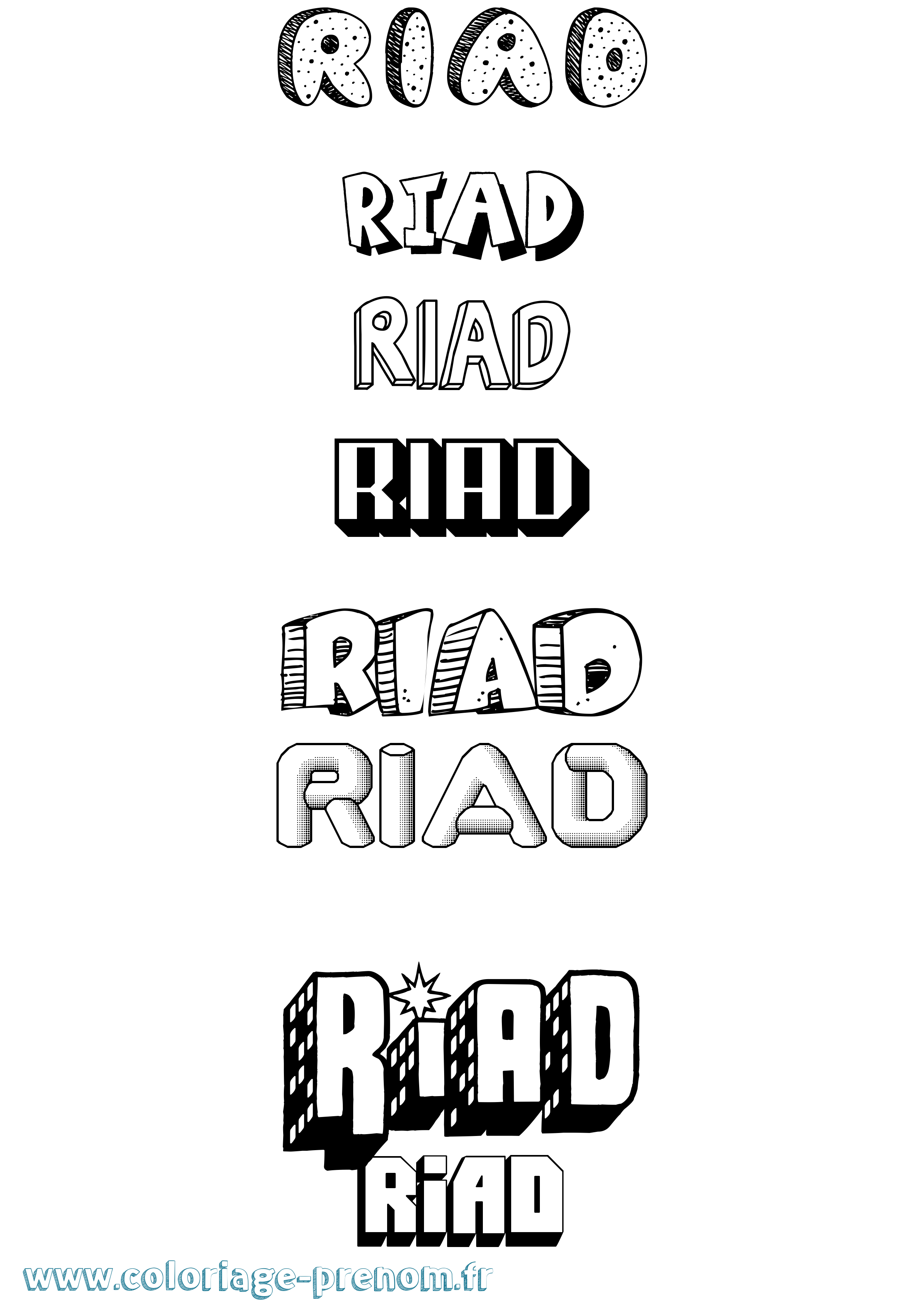 Coloriage prénom Riad Effet 3D