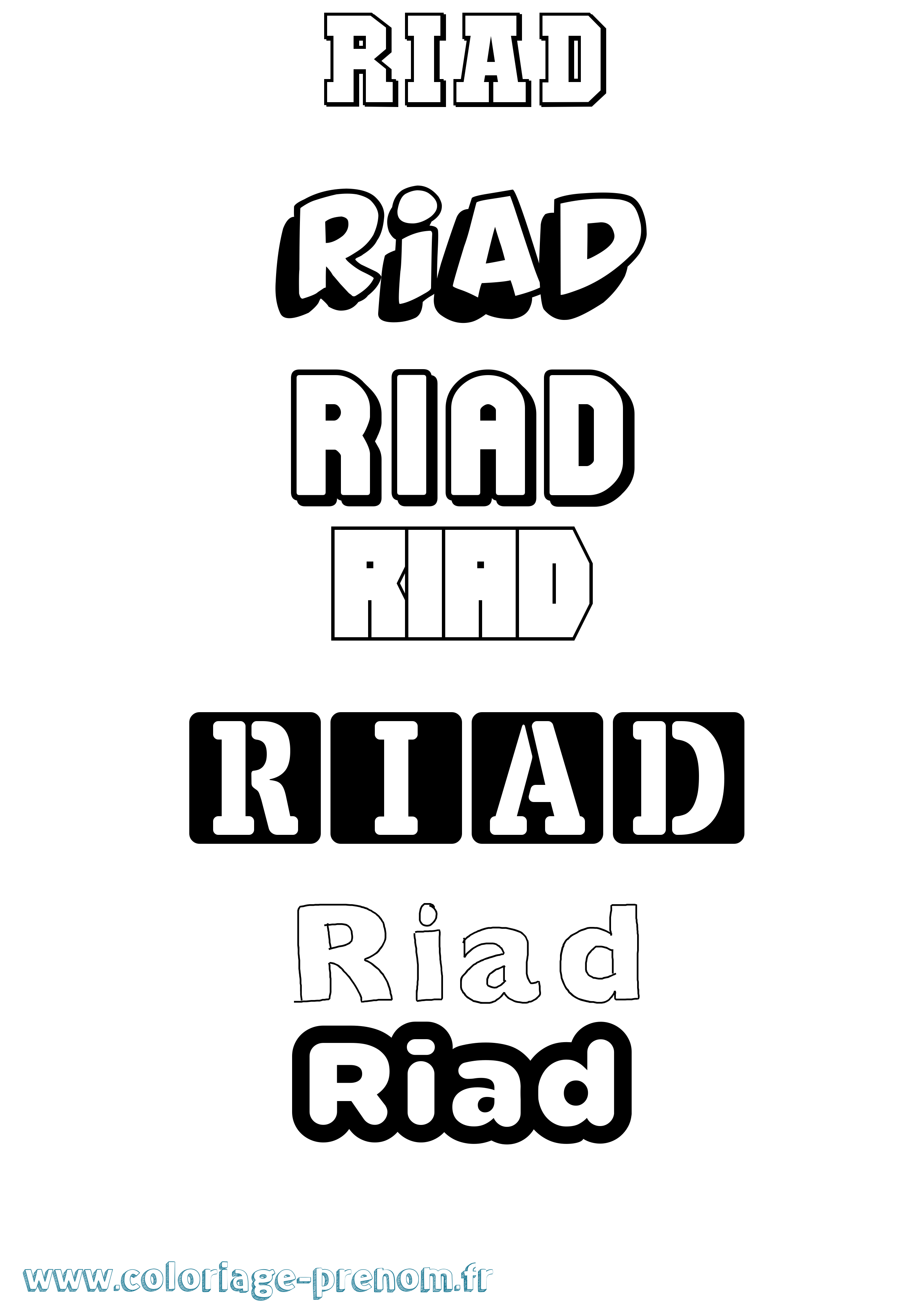 Coloriage prénom Riad Simple