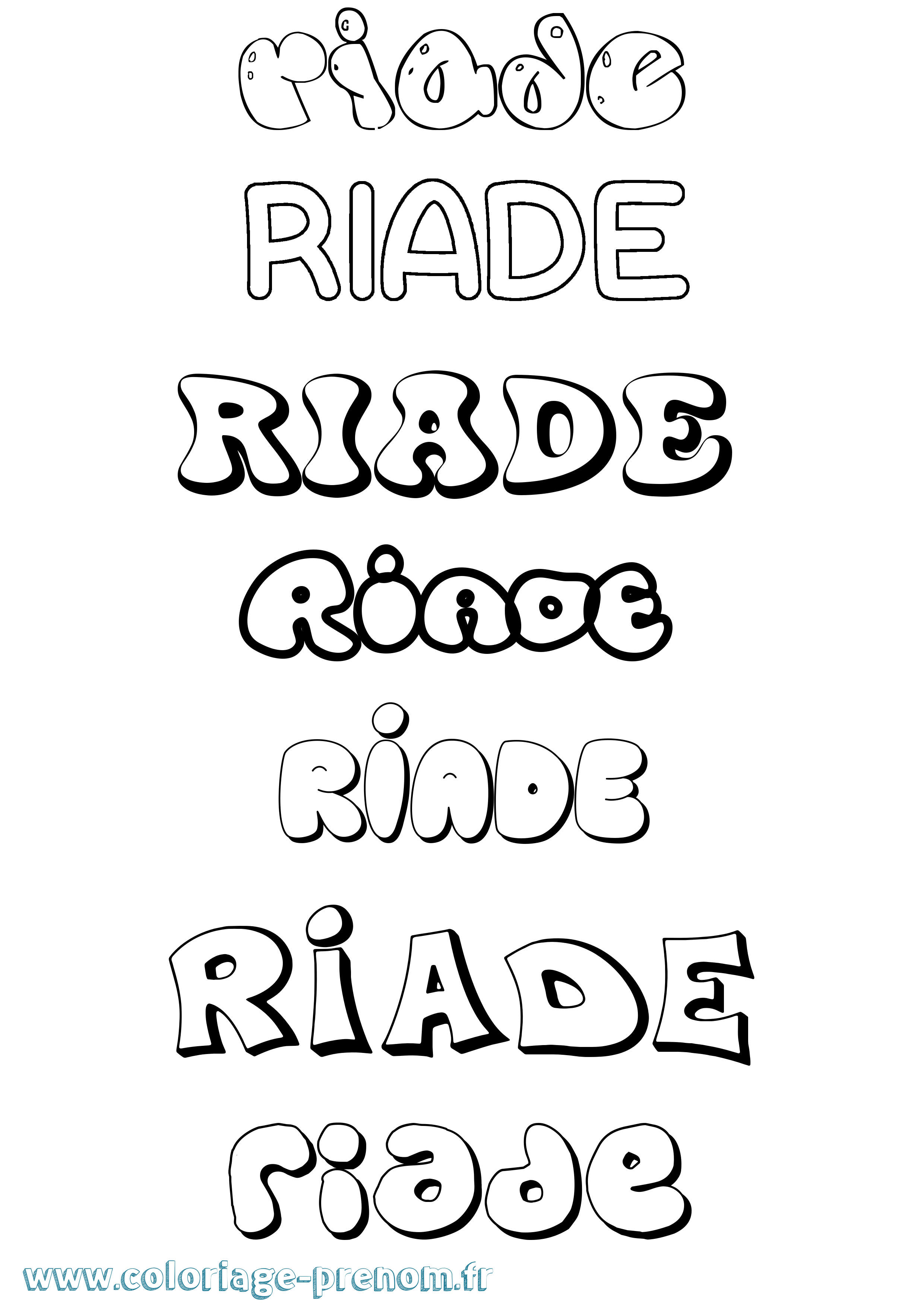 Coloriage prénom Riade Bubble