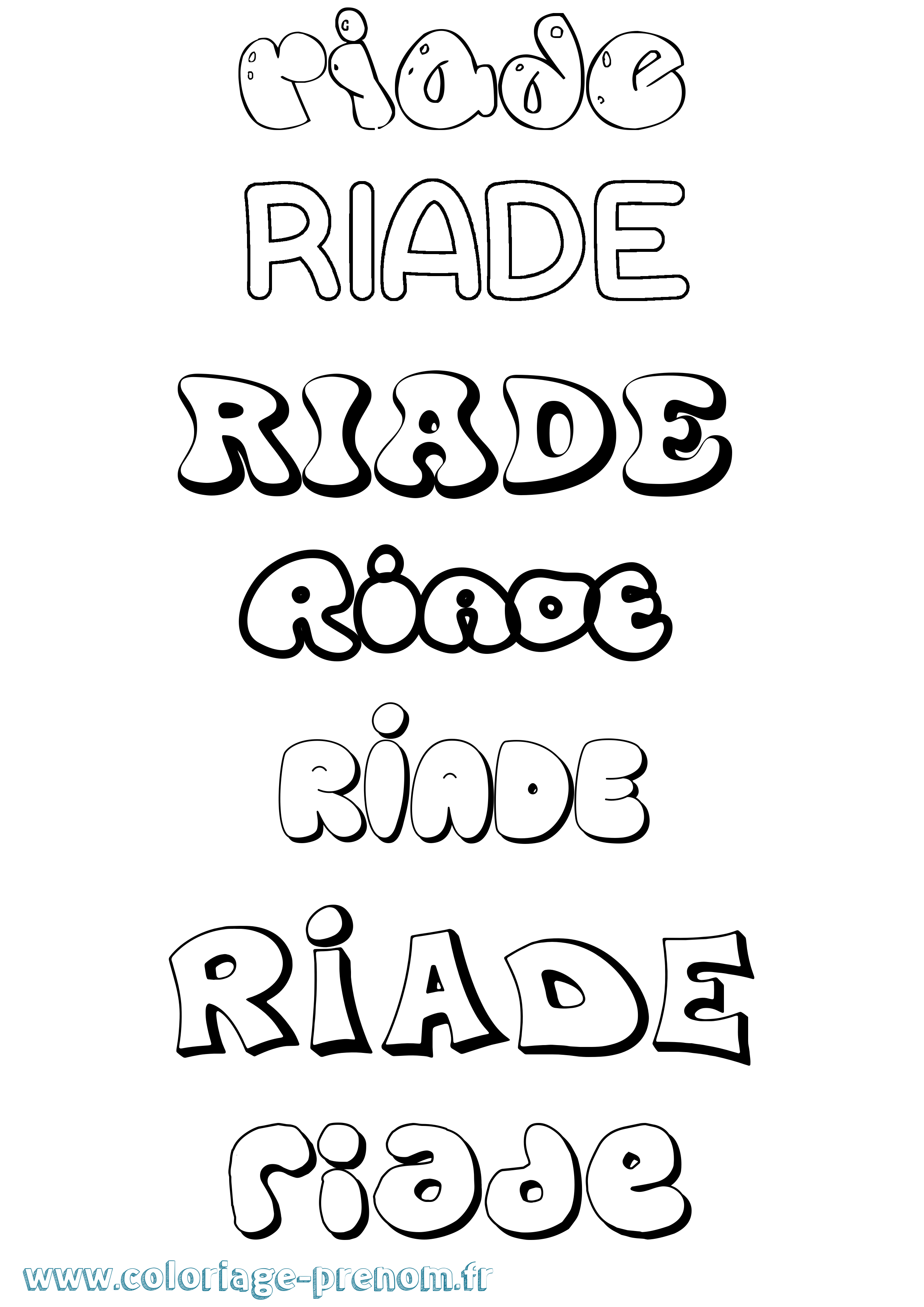 Coloriage Riade Bubble Coloriage prénom Riade Bubble