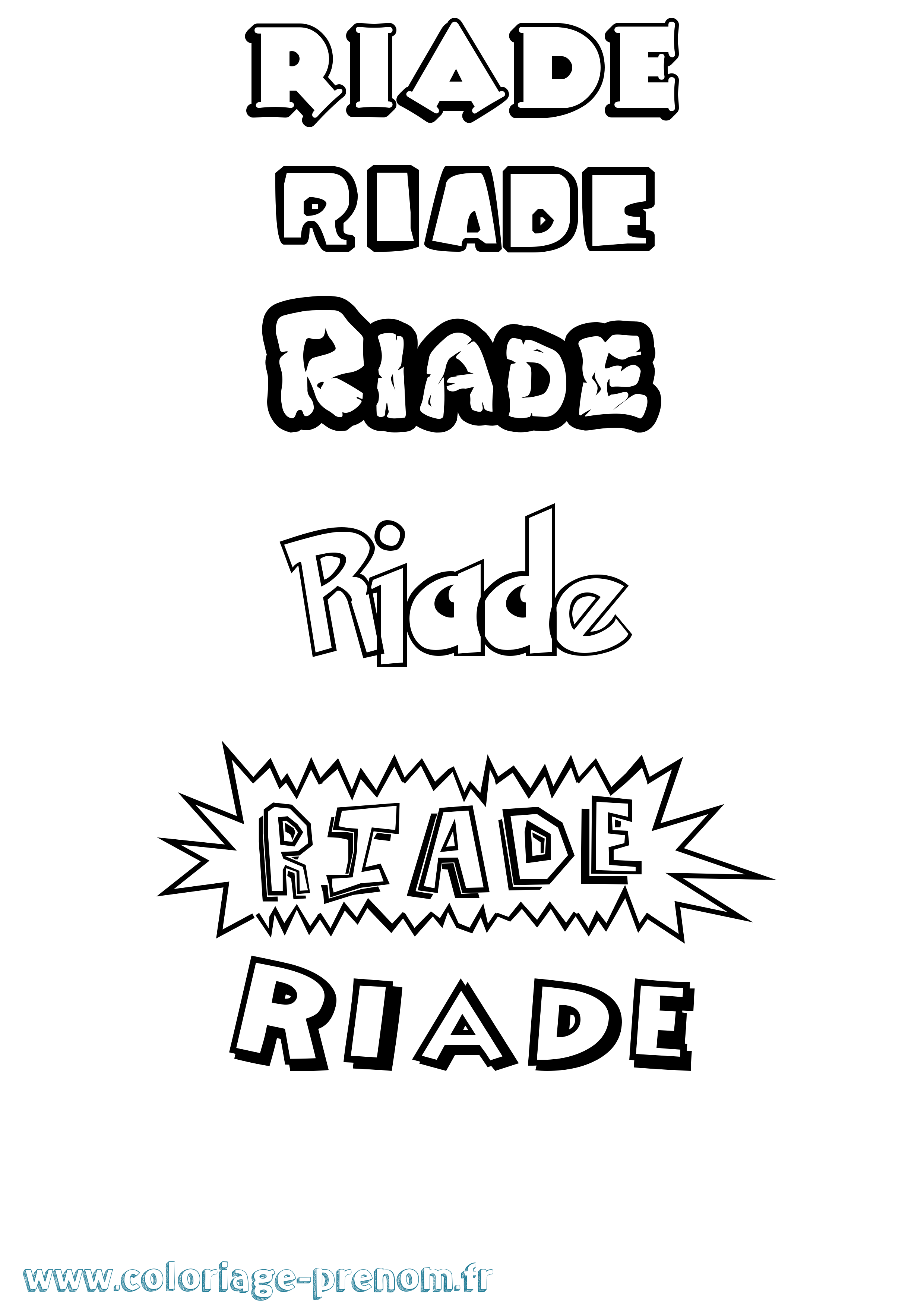 Coloriage Riade Dessin Animé Coloriage prénom Riade Dessin Animé