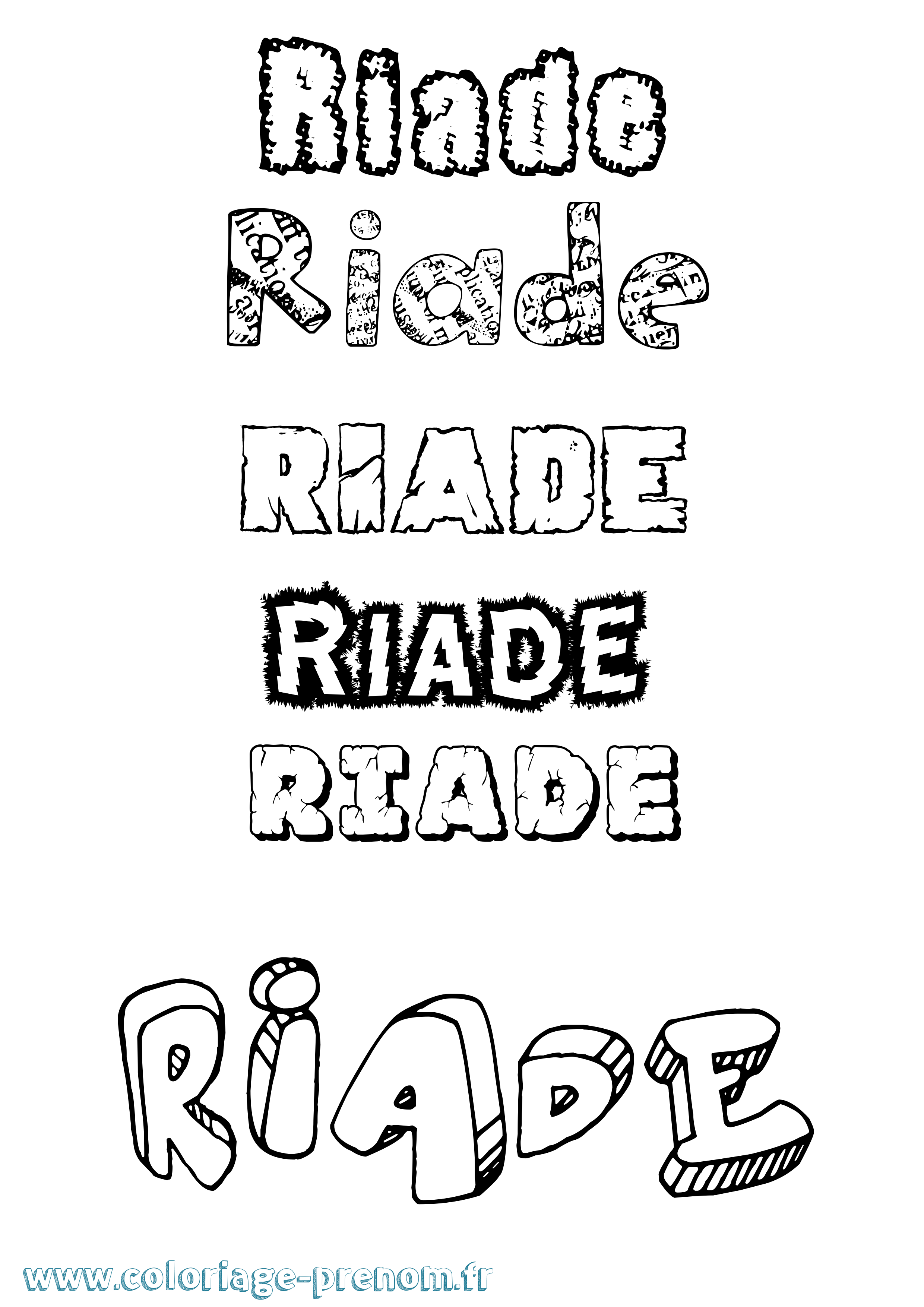 Coloriage Riade Destructuré Coloriage prénom Riade Destructuré