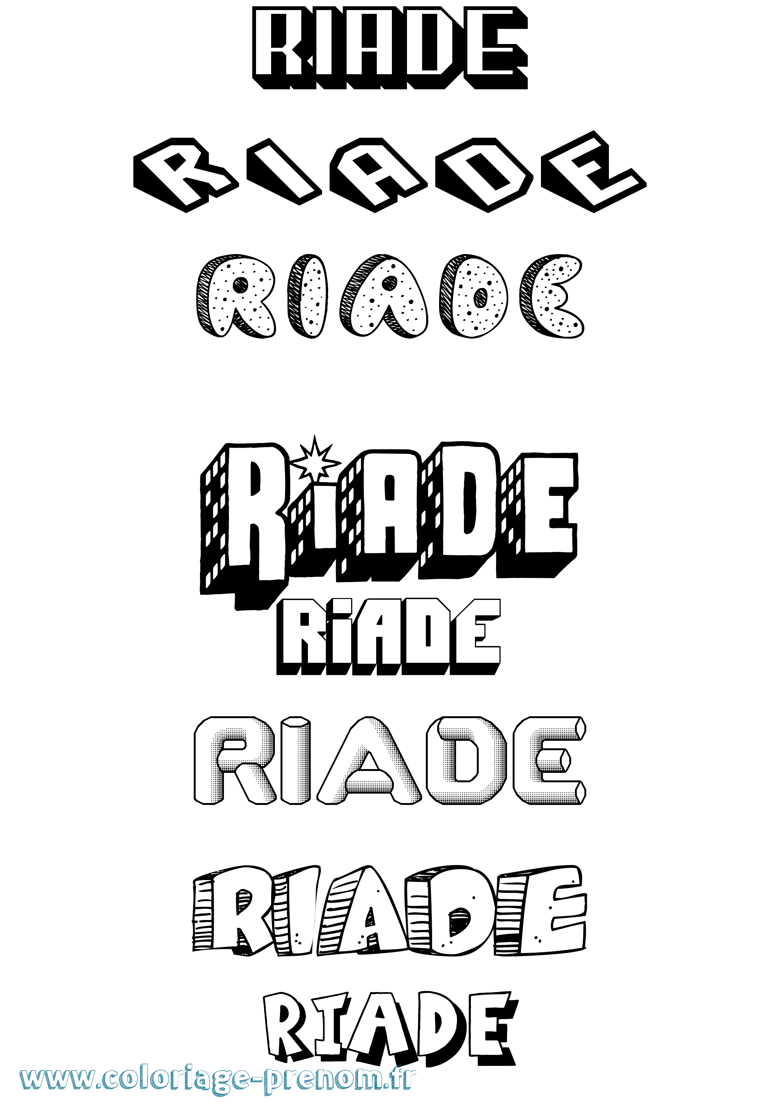 Coloriage Riade Effet 3D Coloriage prénom Riade Effet 3D