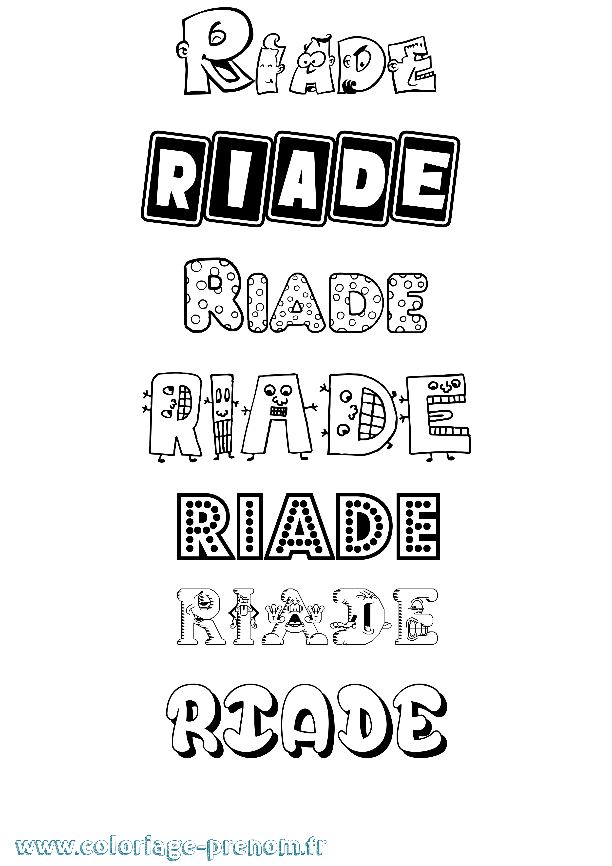 Coloriage prénom Riade Fun