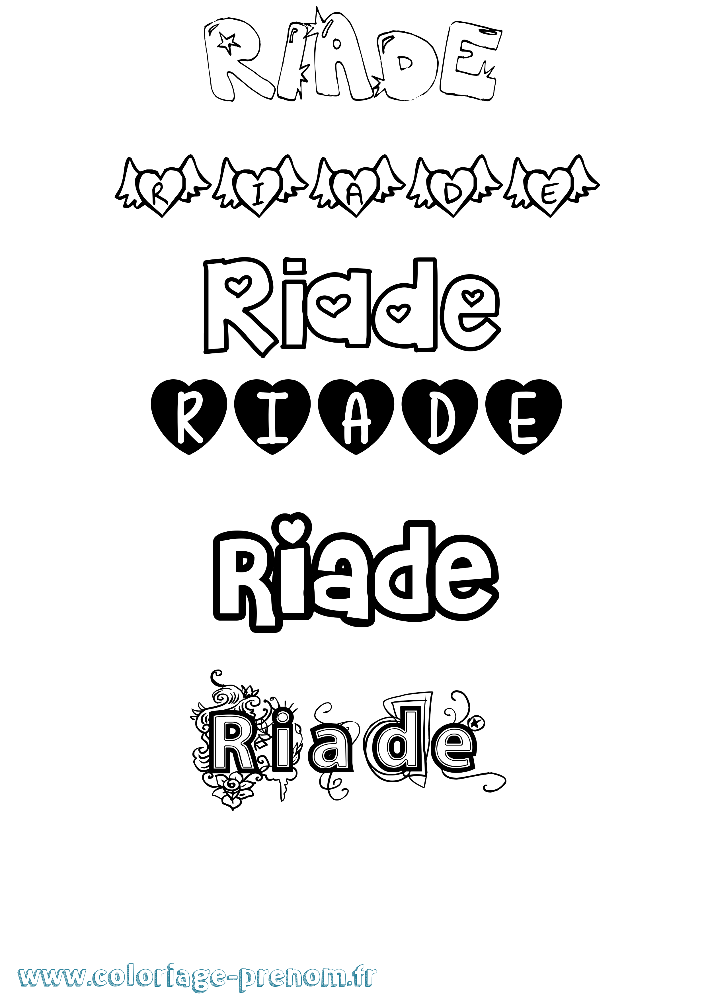 Coloriage Riade Girly Coloriage prénom Riade Girly
