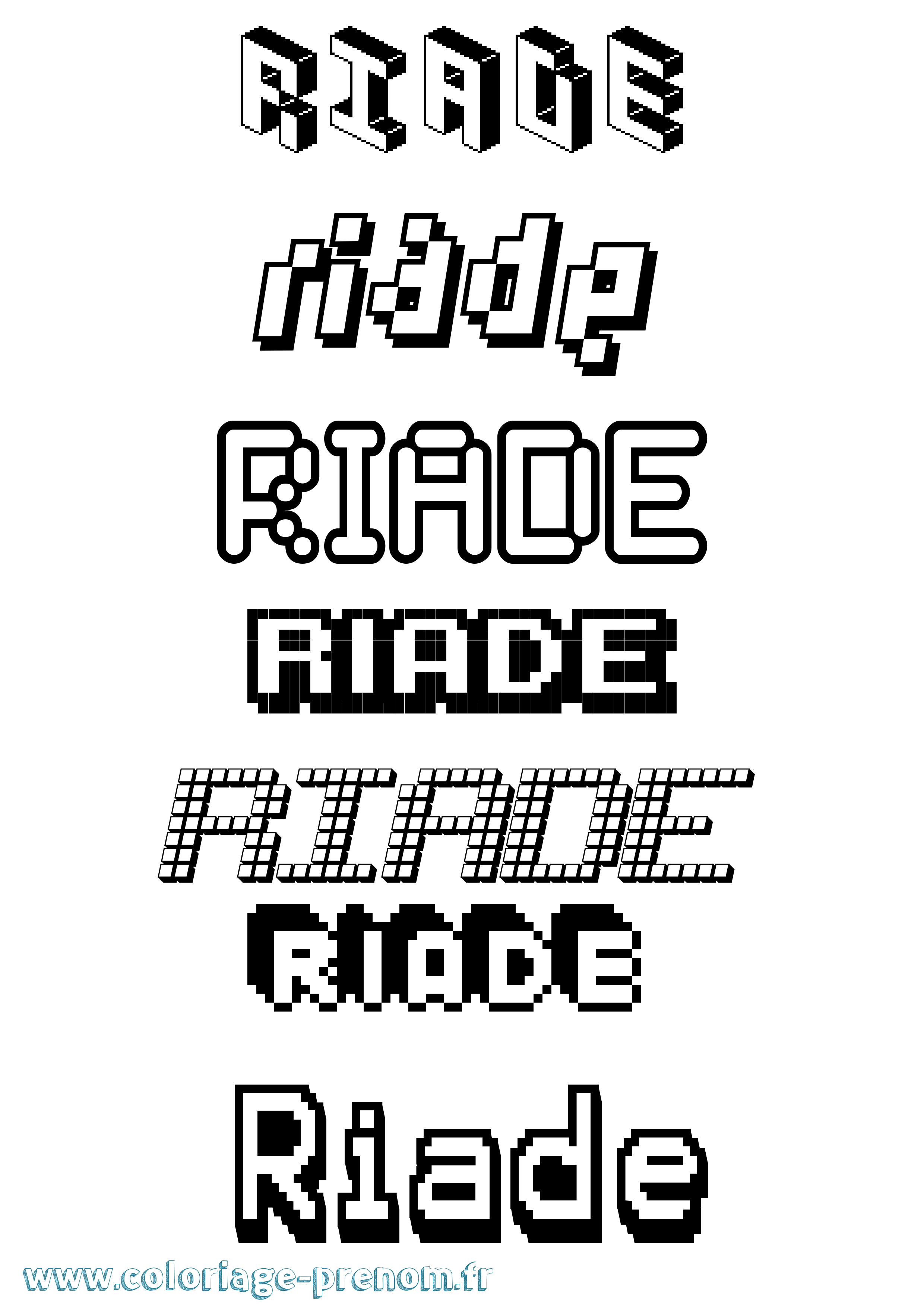 Coloriage Riade Pixel Coloriage prénom Riade Pixel