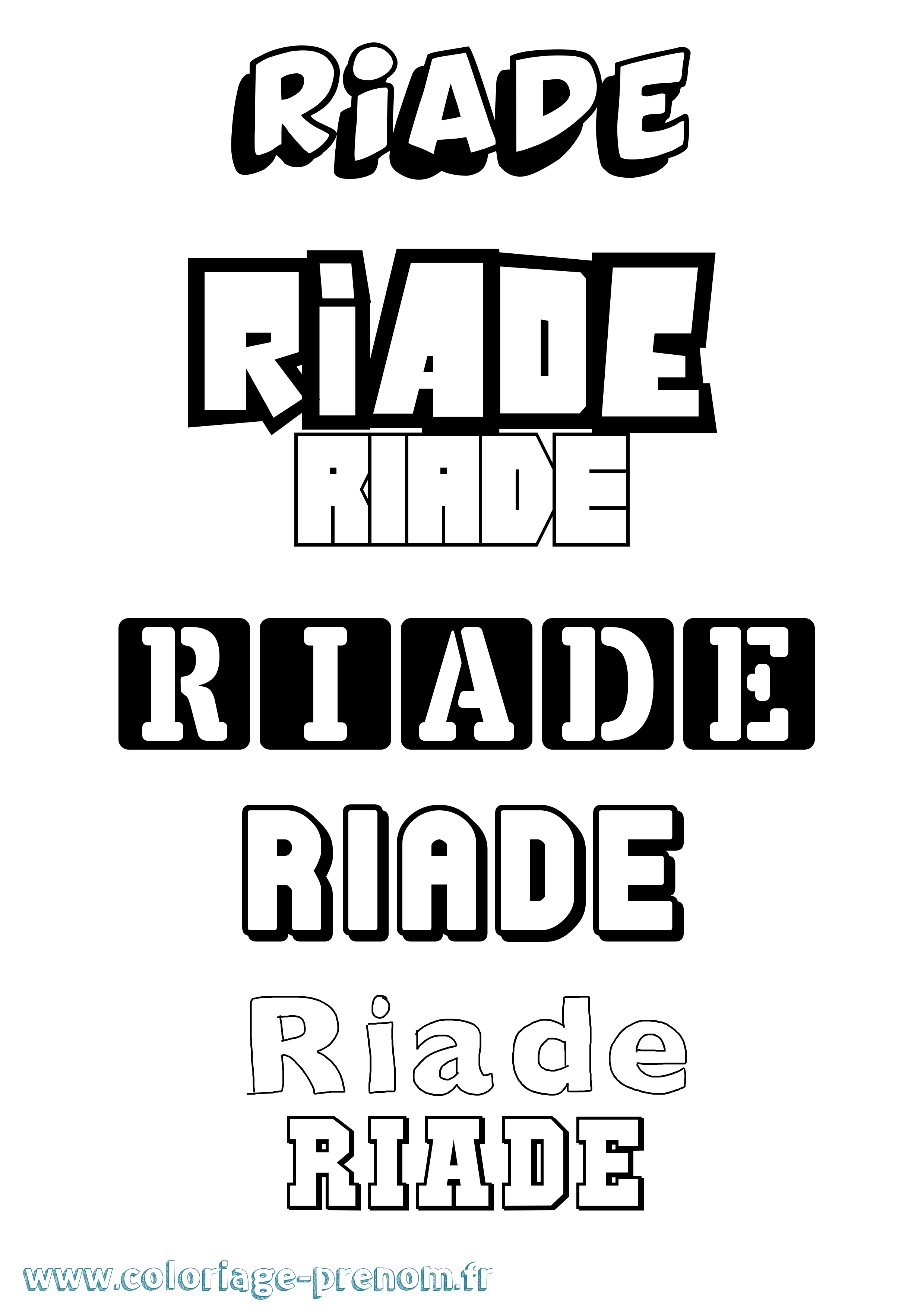 Coloriage prénom Riade Simple