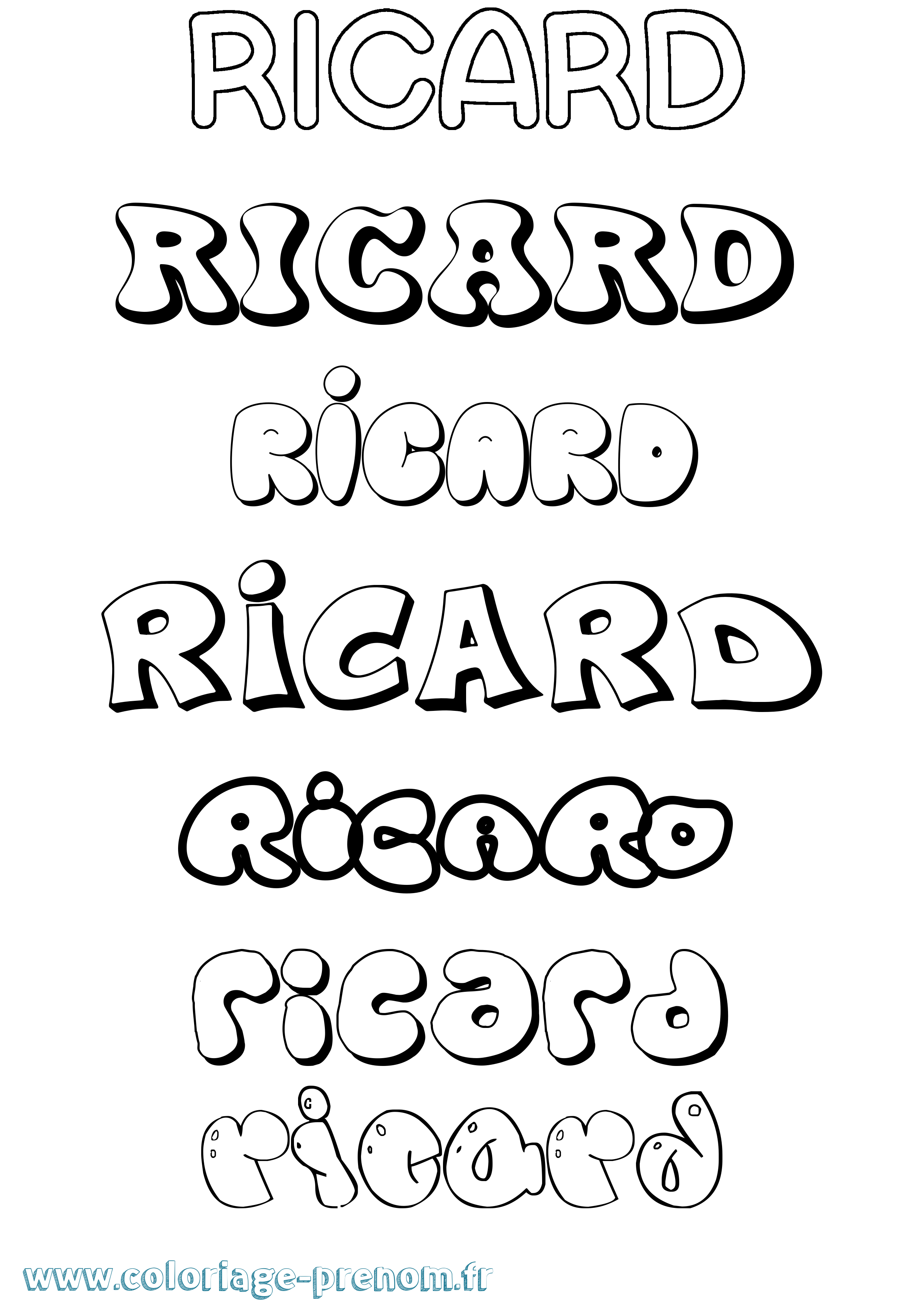 Coloriage Ricard Bubble Coloriage prénom Ricard Bubble