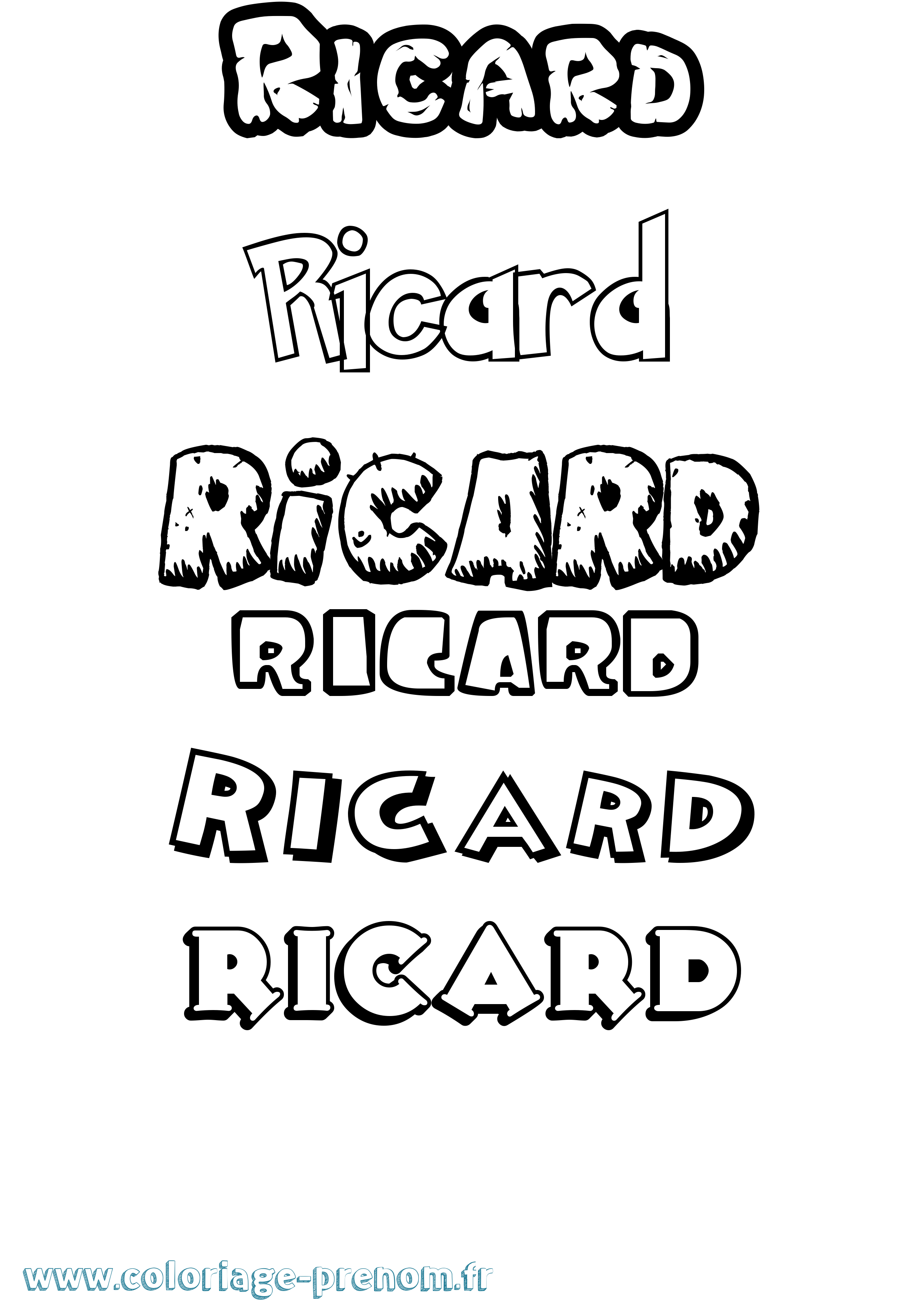 Coloriage Ricard Dessin Animé Coloriage prénom Ricard Dessin Animé