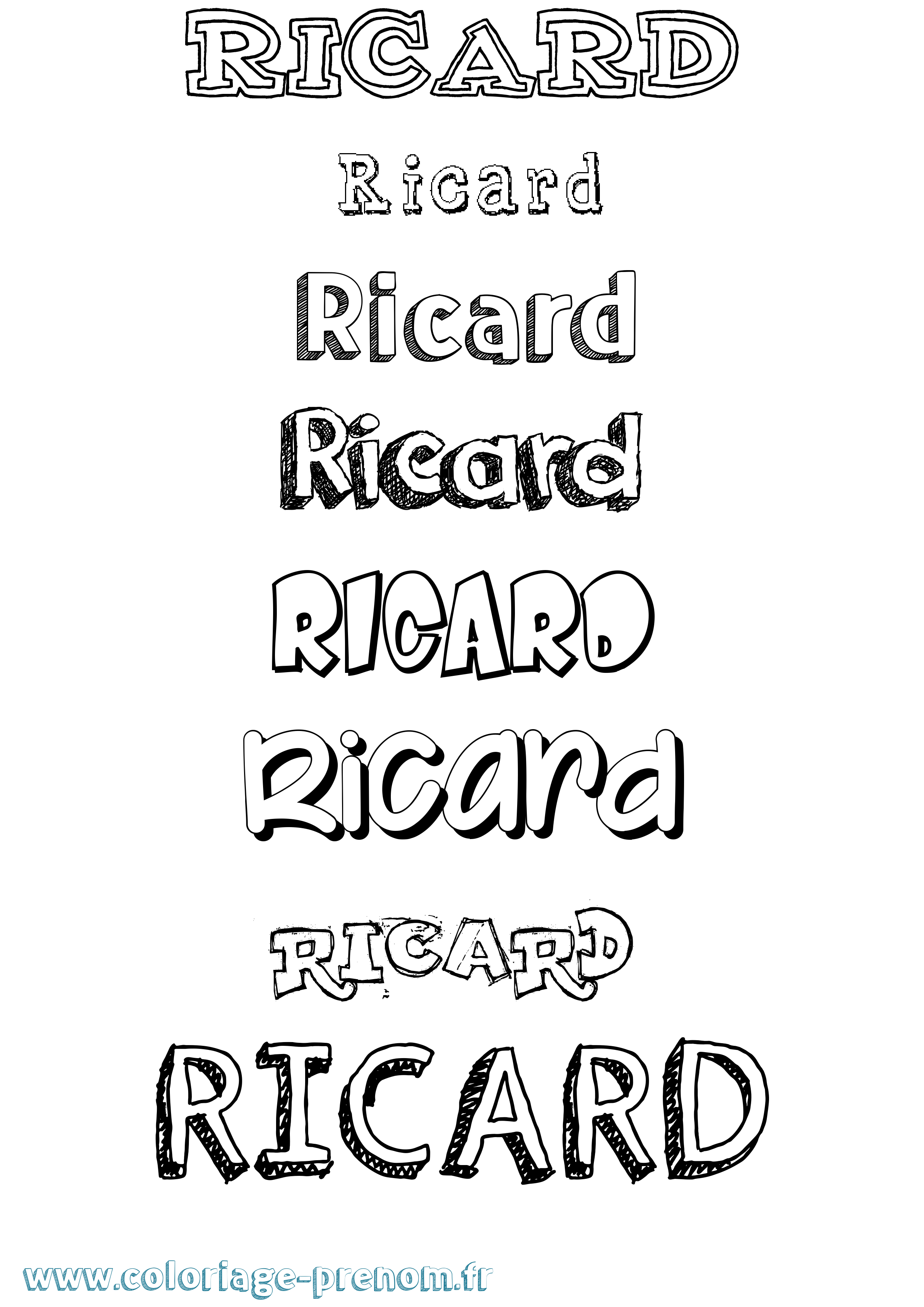 Coloriage Ricard Dessiné Coloriage prénom Ricard Dessiné