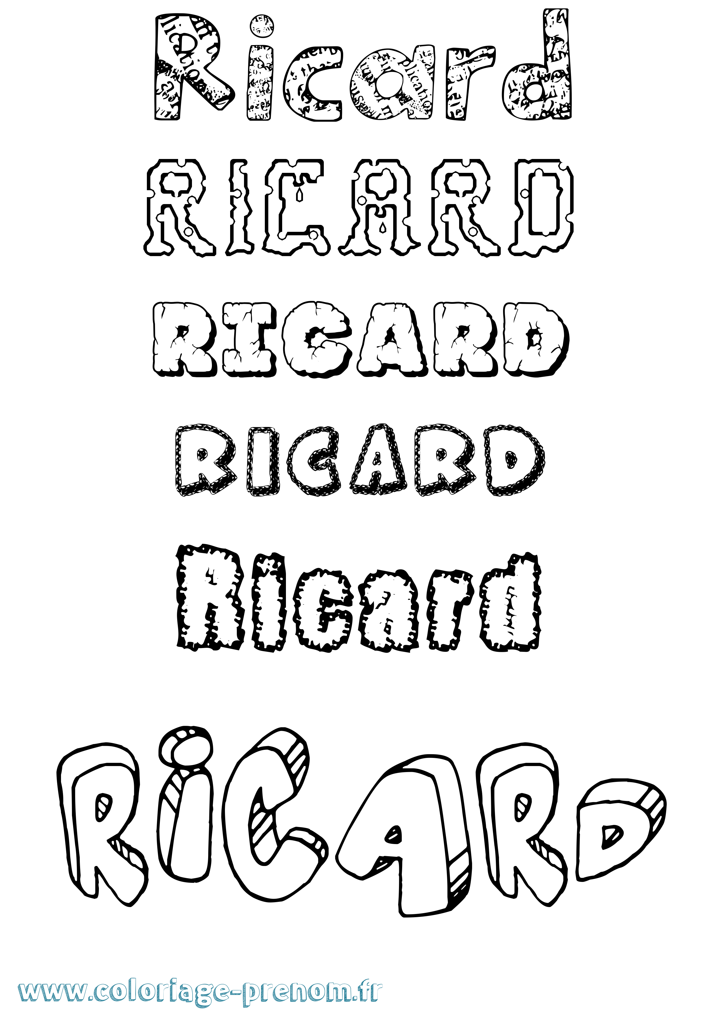 Coloriage Ricard Destructuré Coloriage prénom Ricard Destructuré