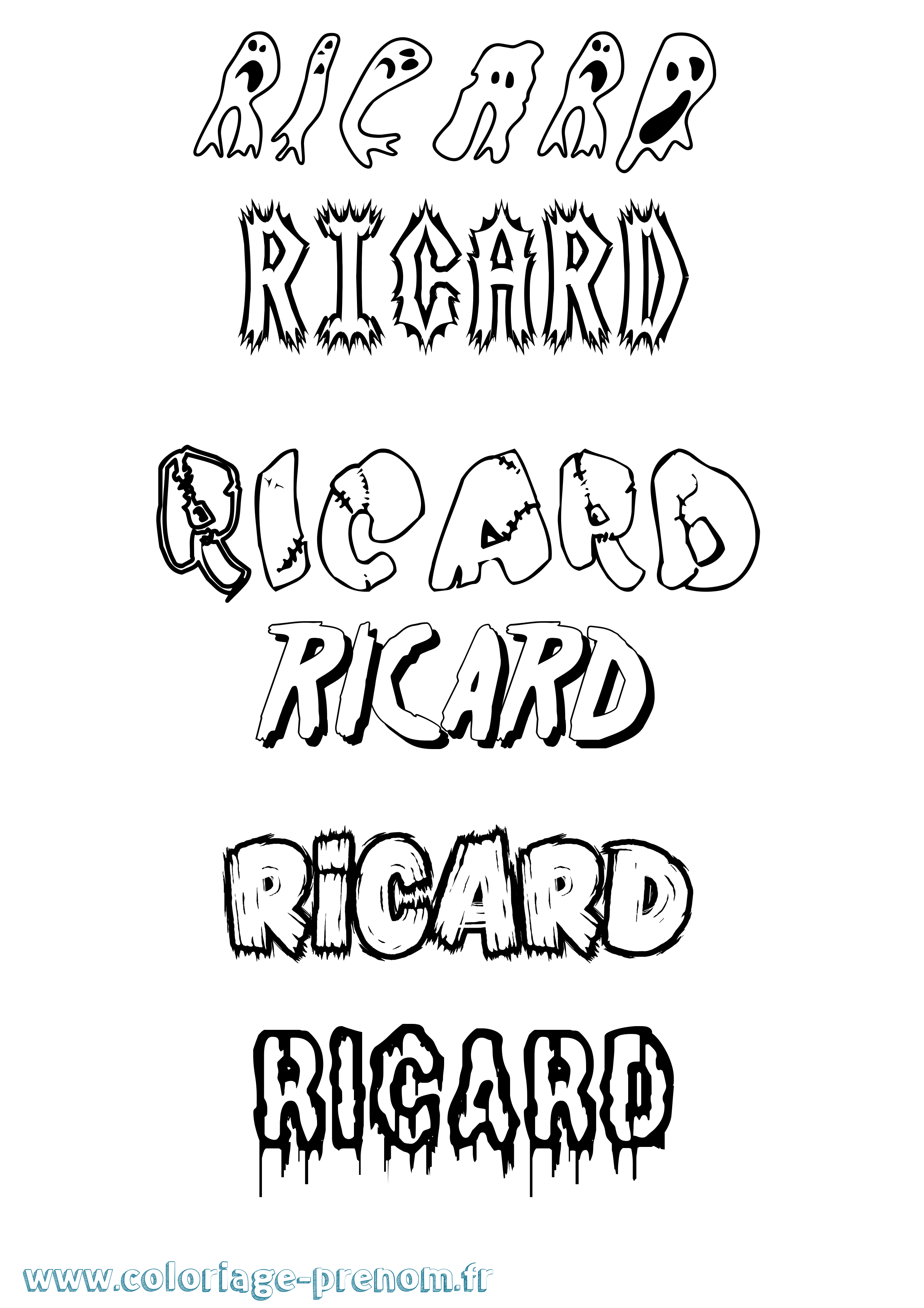 Coloriage Ricard Frisson Coloriage prénom Ricard Frisson