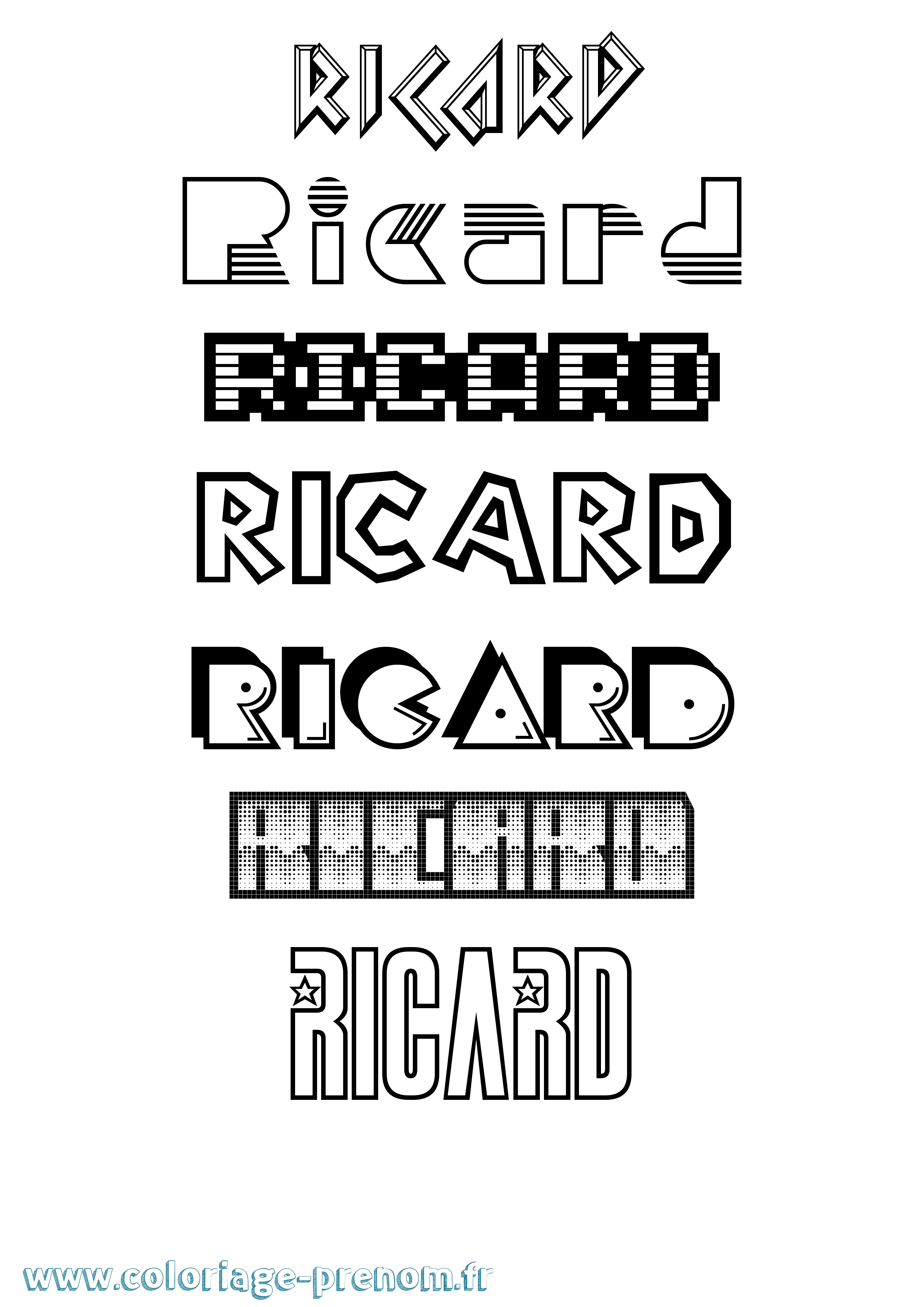 Coloriage Ricard Jeux Vidéos Coloriage prénom Ricard Jeux Vidéos