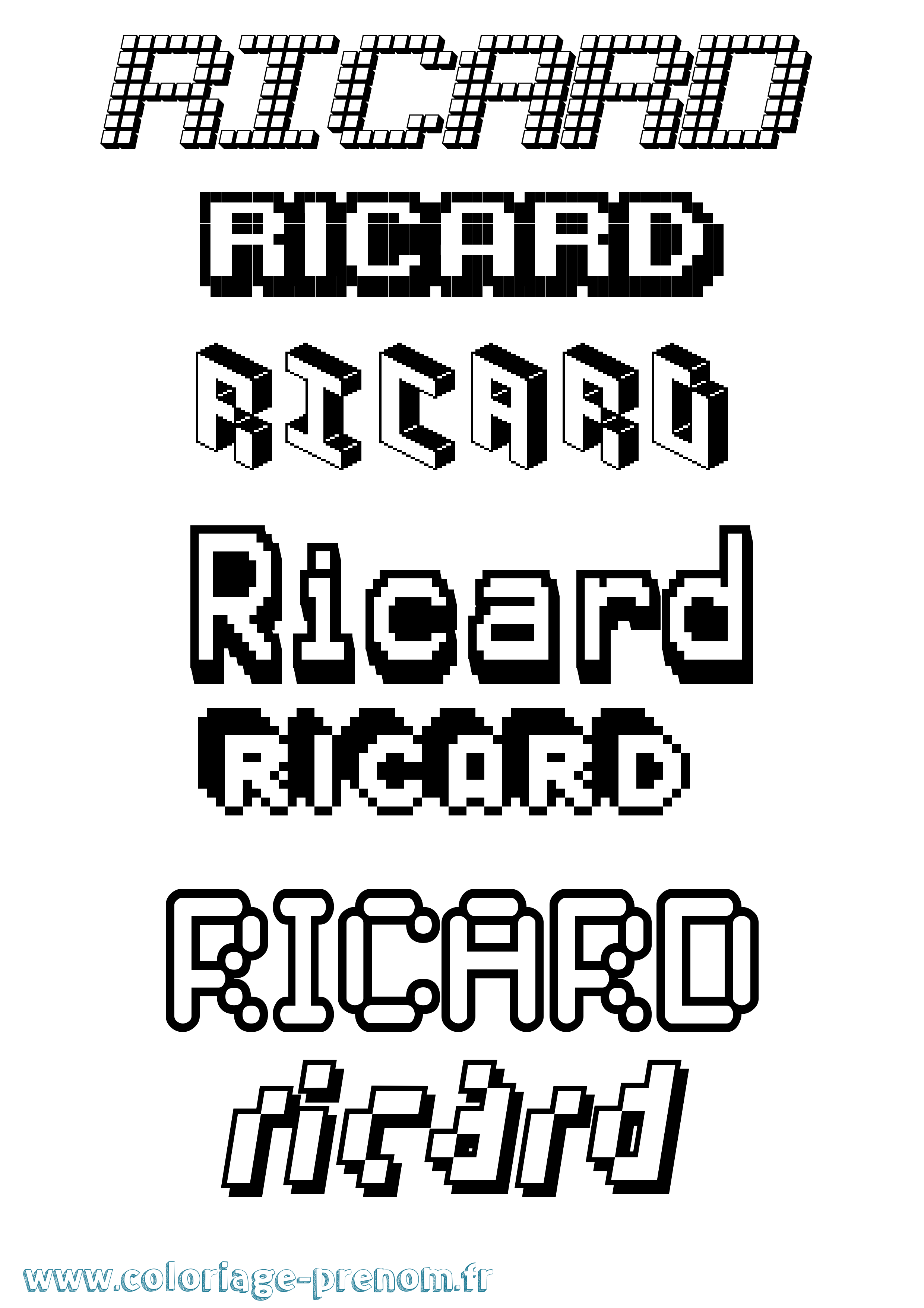 Coloriage prénom Ricard Pixel