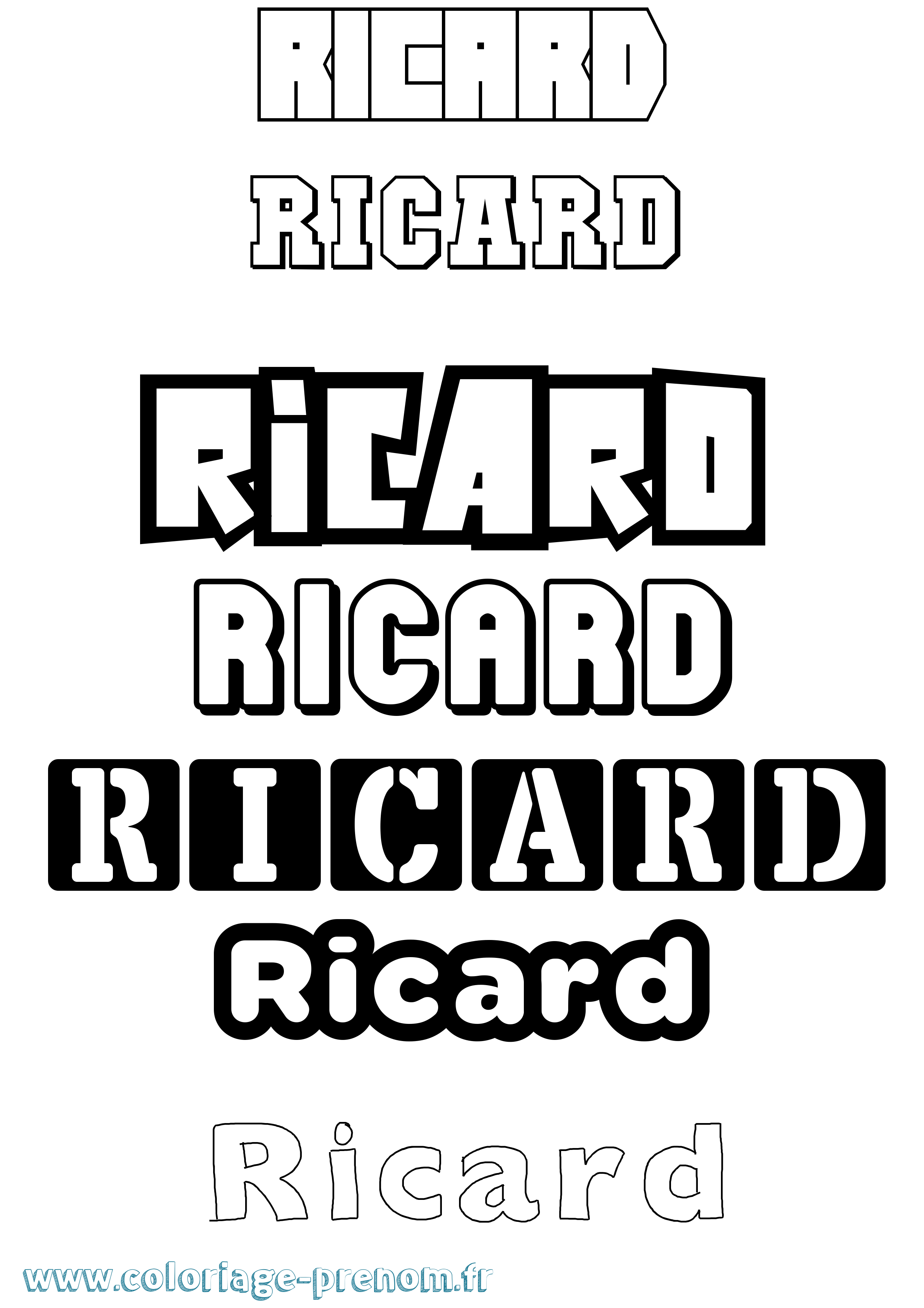 Coloriage Ricard Simple Coloriage prénom Ricard Simple