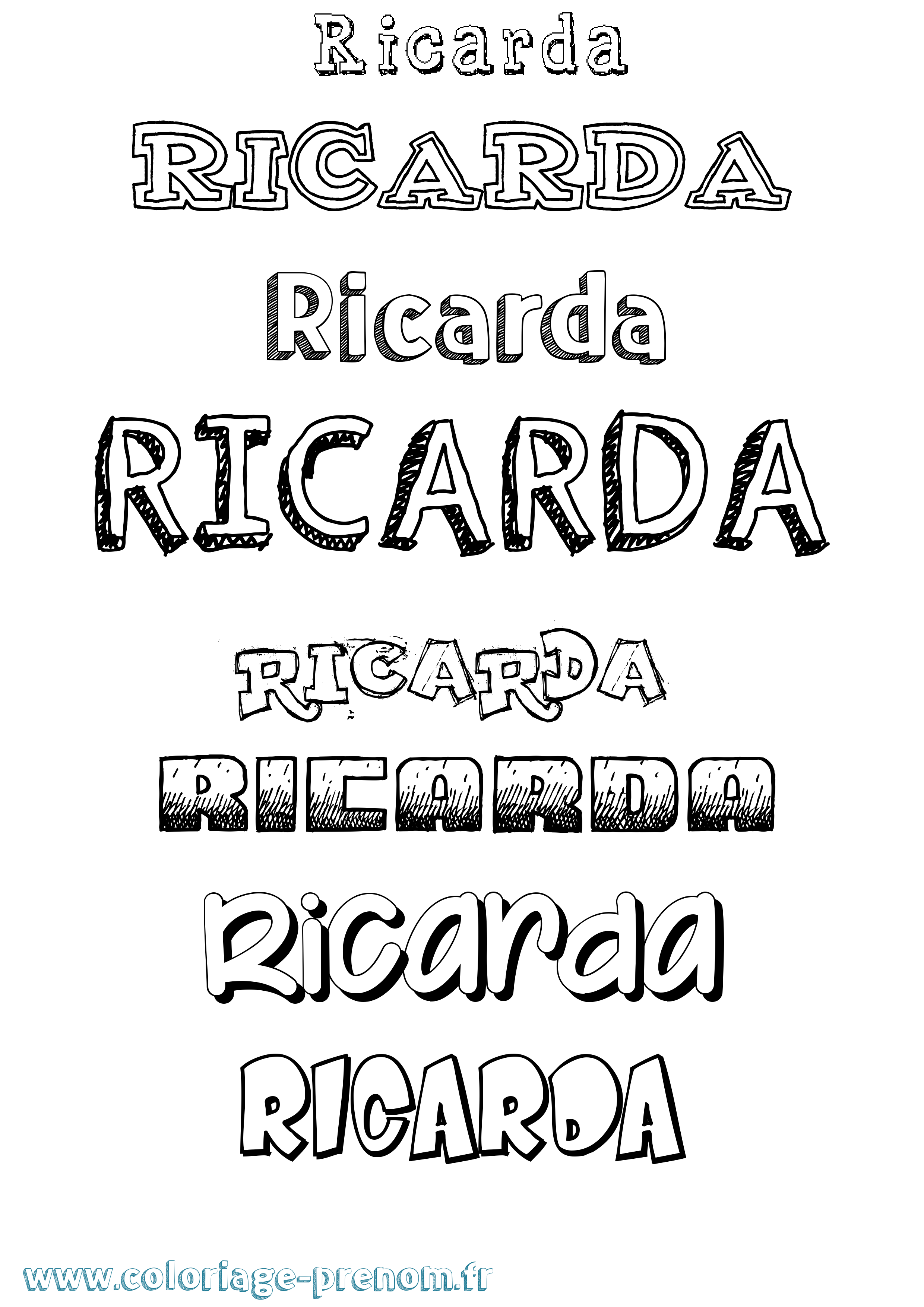 Coloriage prénom Ricarda Dessiné