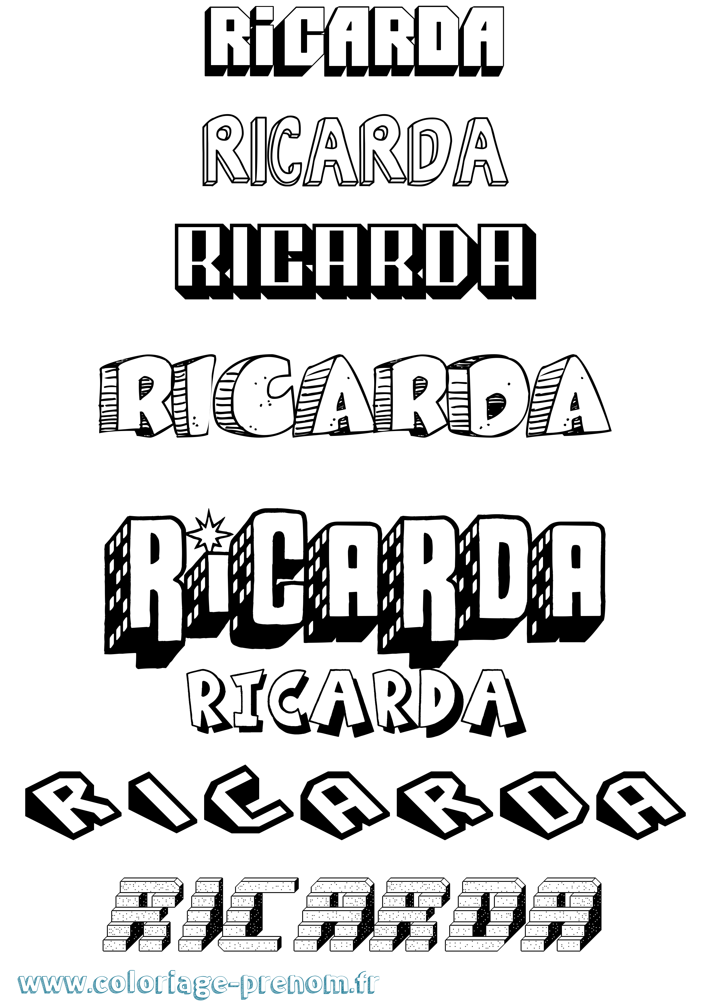 Coloriage prénom Ricarda Effet 3D