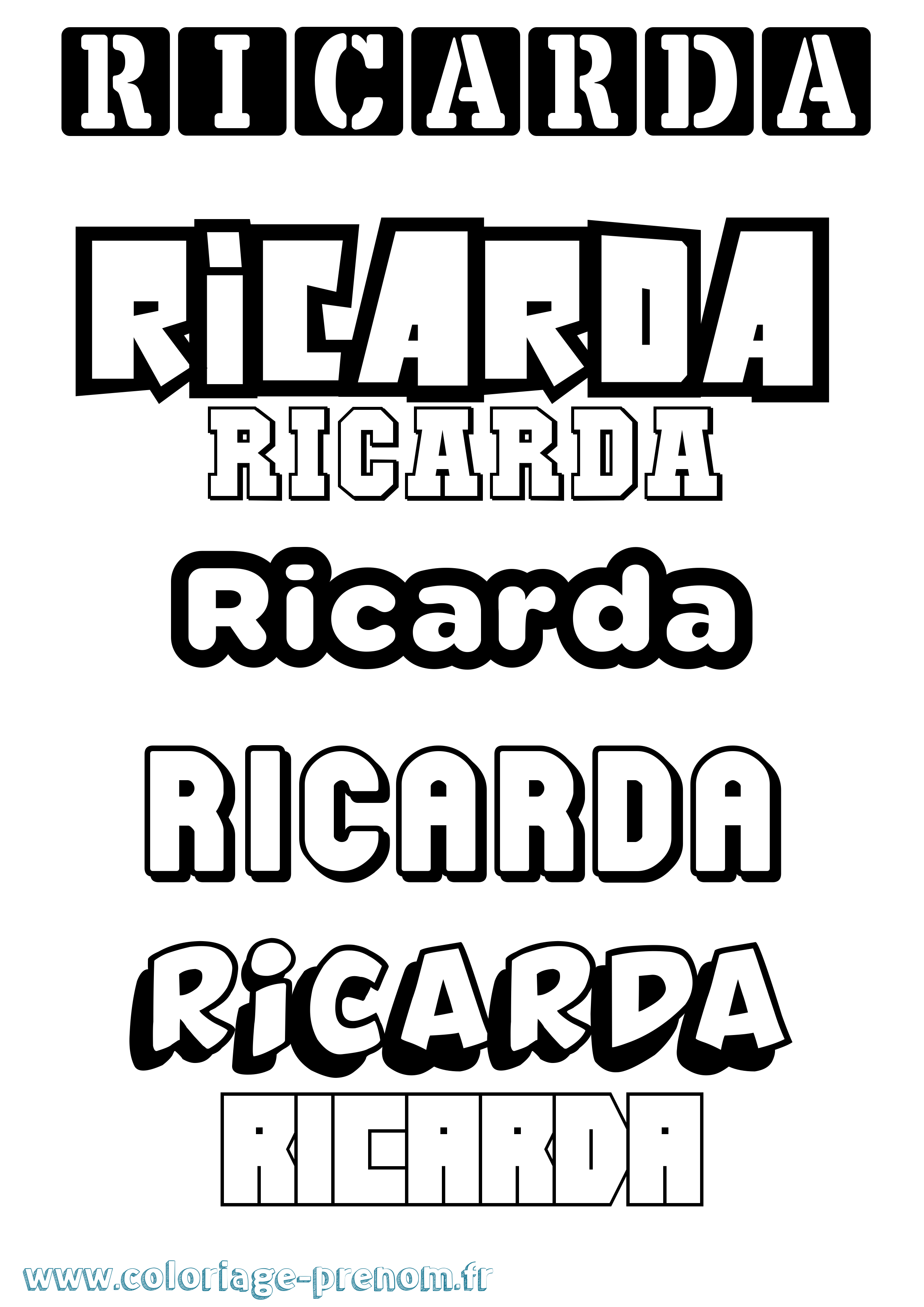 Coloriage prénom Ricarda Simple