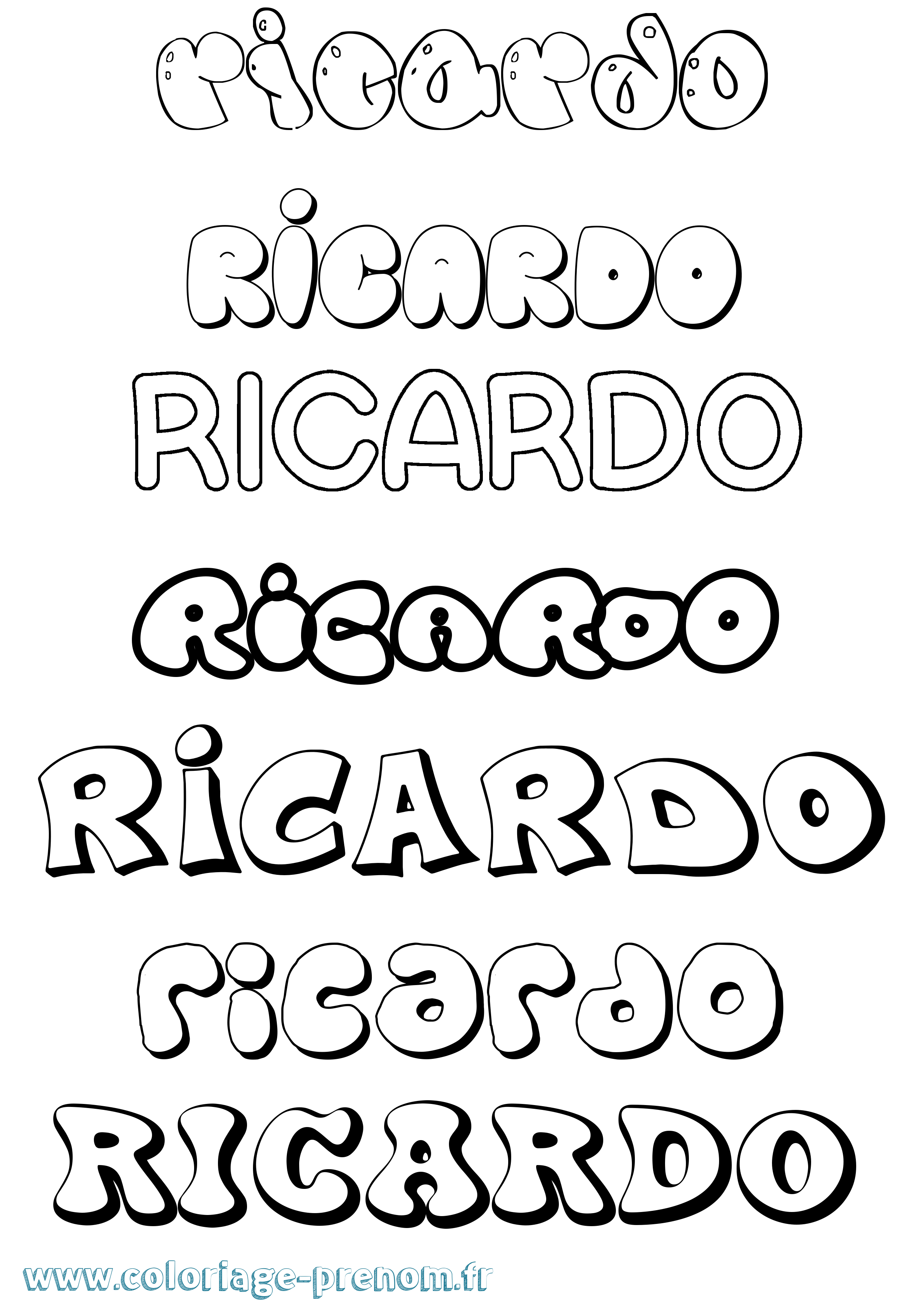 Coloriage Ricardo Coloriage prénom Ricardo