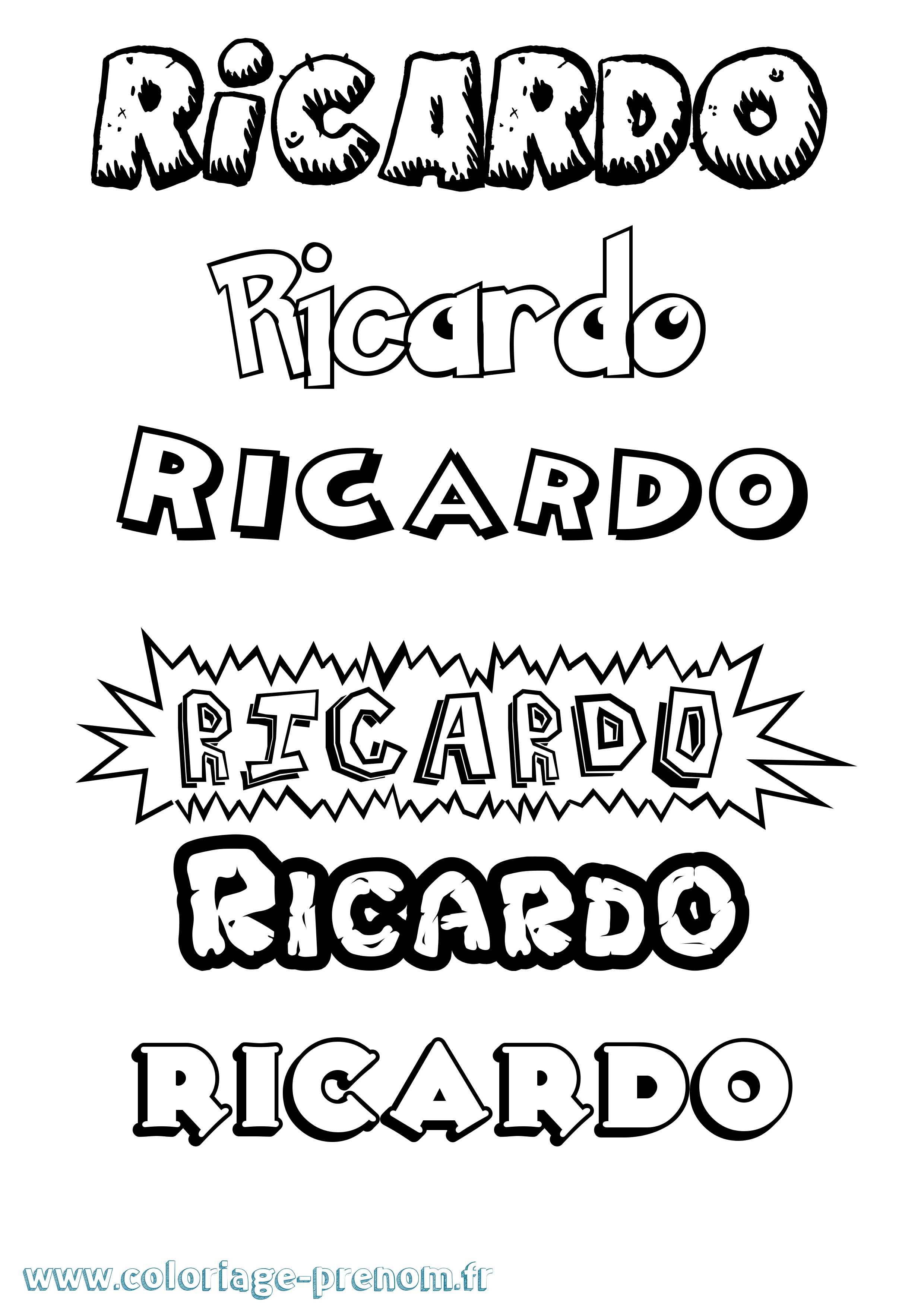 Coloriage Ricardo Coloriage prénom Ricardo