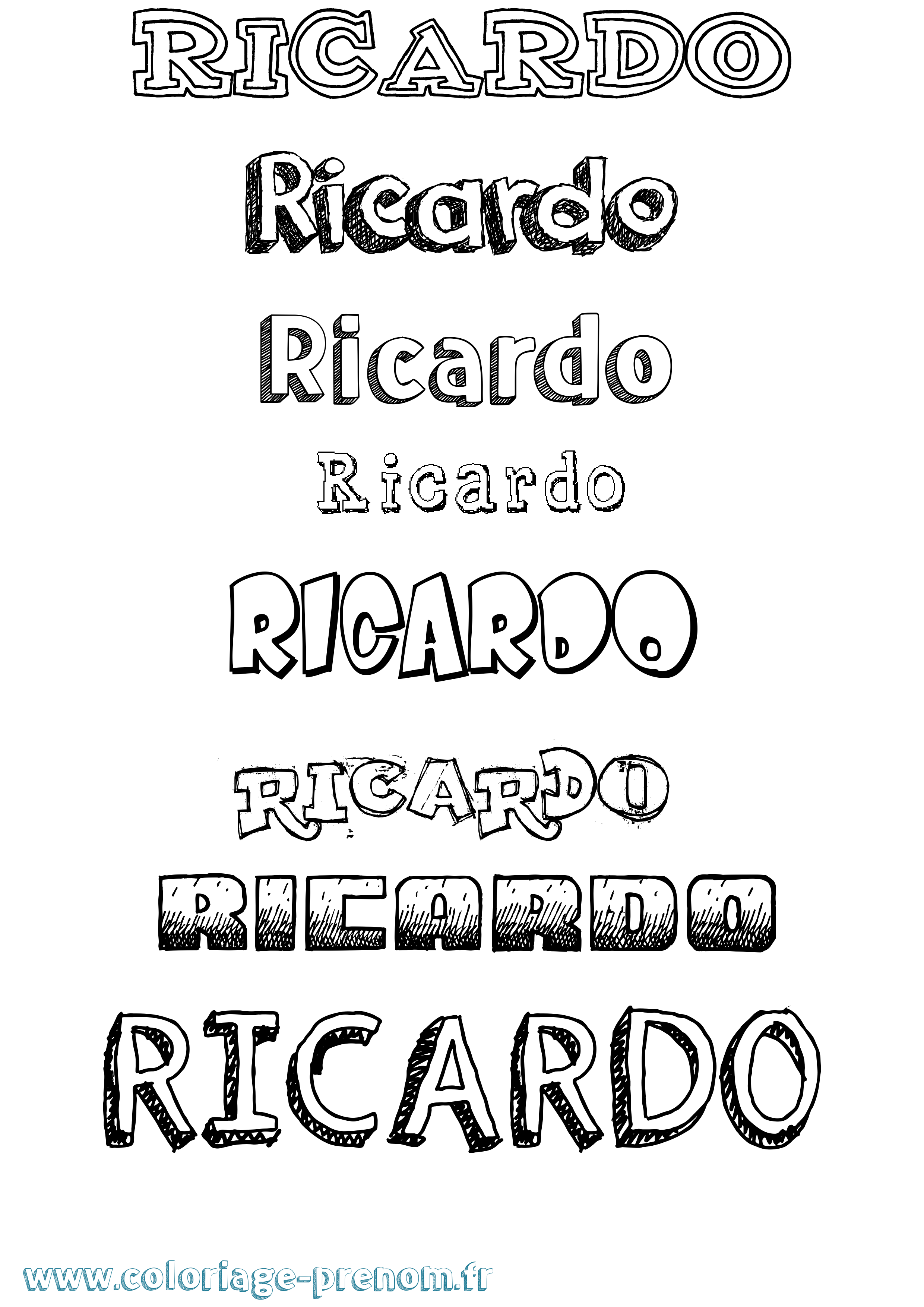 Coloriage Ricardo Coloriage prénom Ricardo