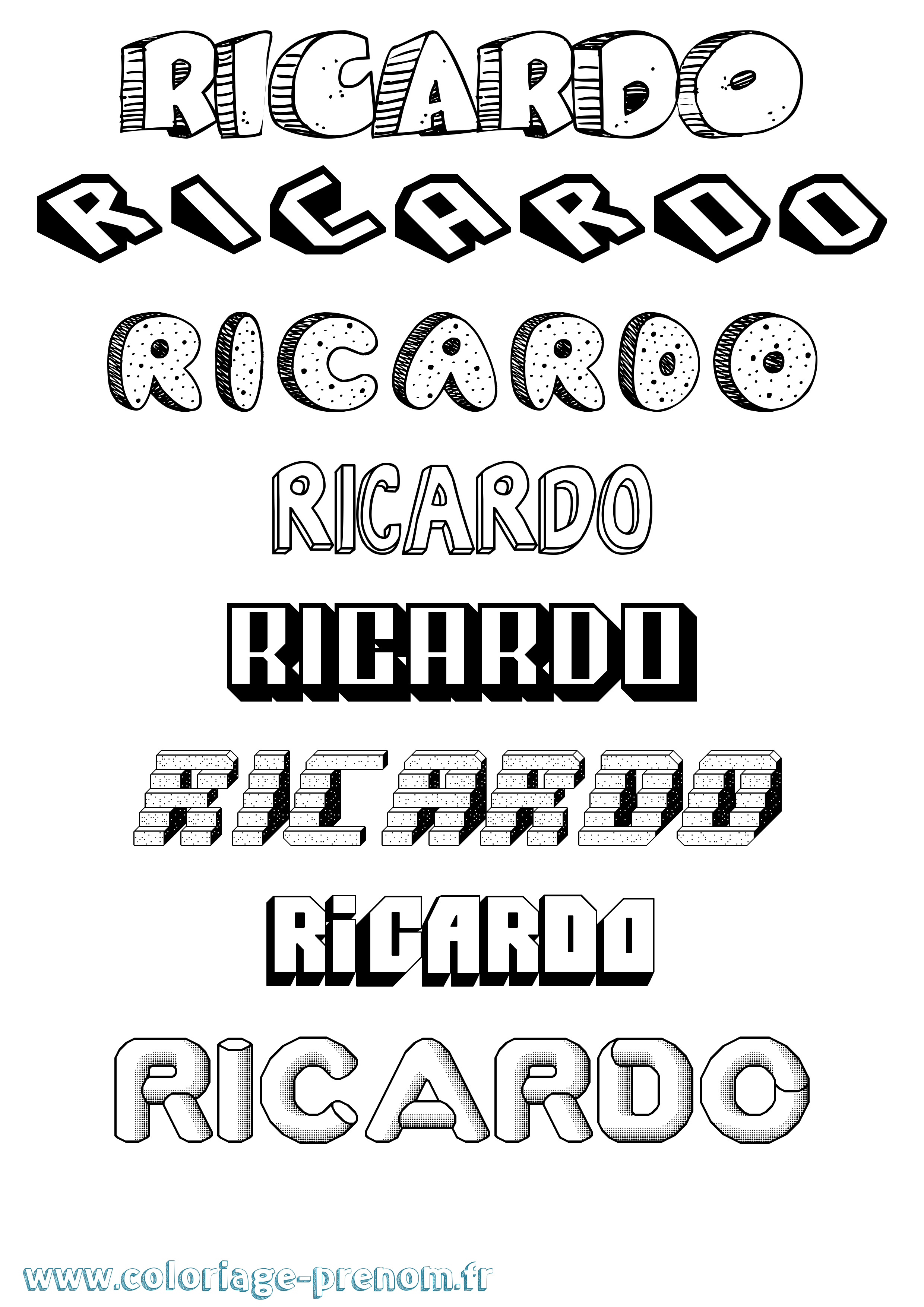 Coloriage Ricardo Coloriage prénom Ricardo