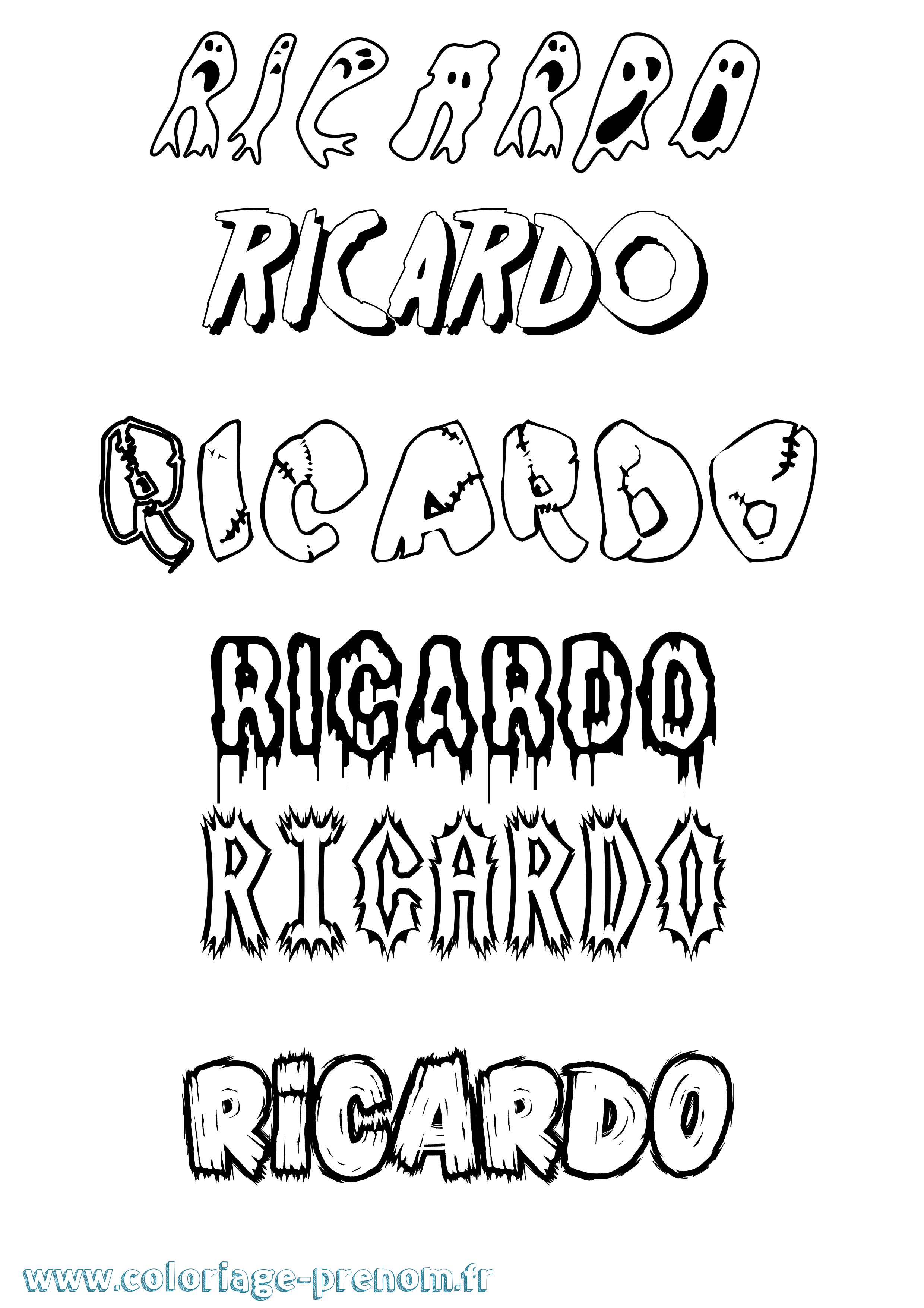 Coloriage Ricardo Coloriage prénom Ricardo