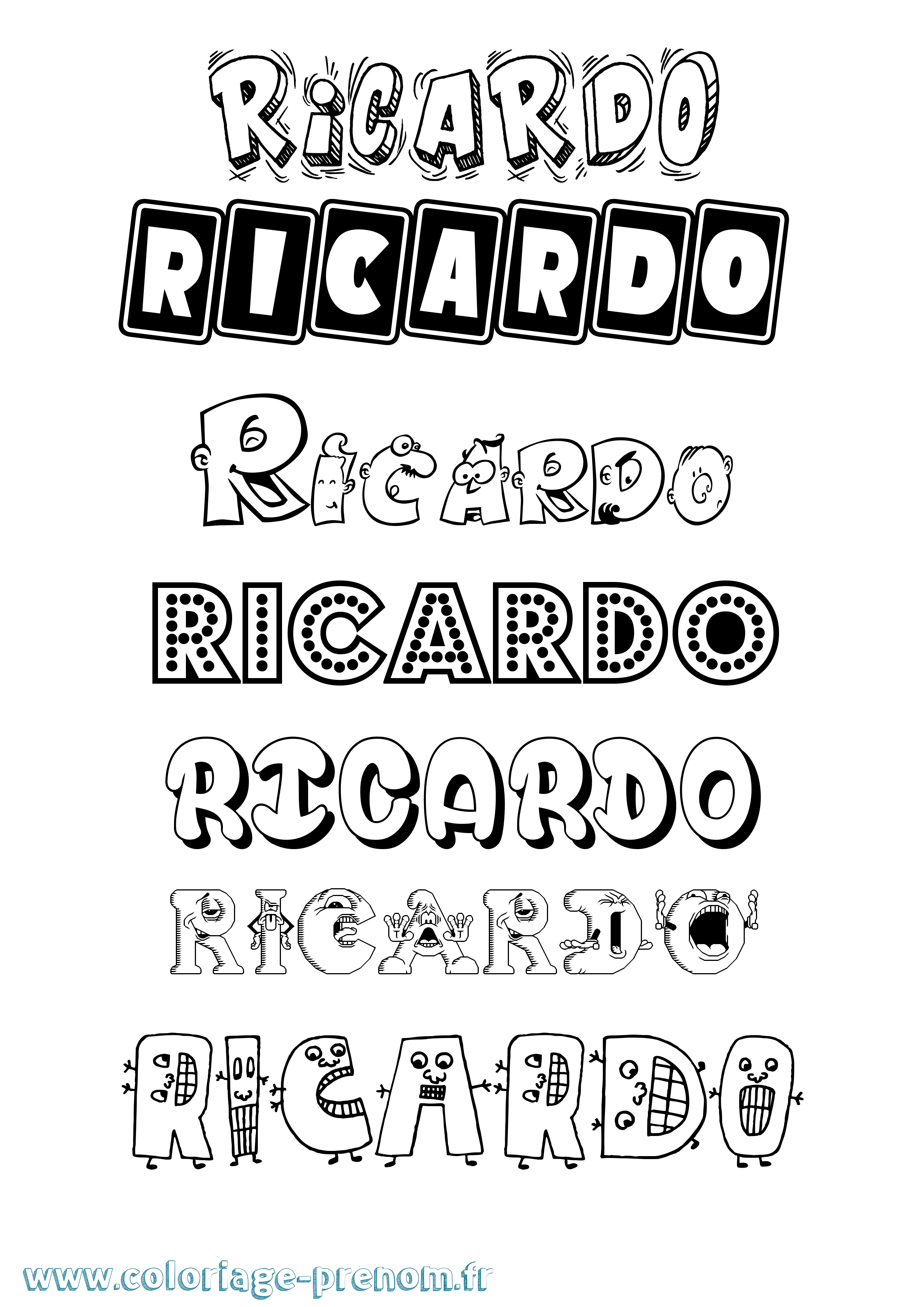 Coloriage Ricardo Coloriage prénom Ricardo