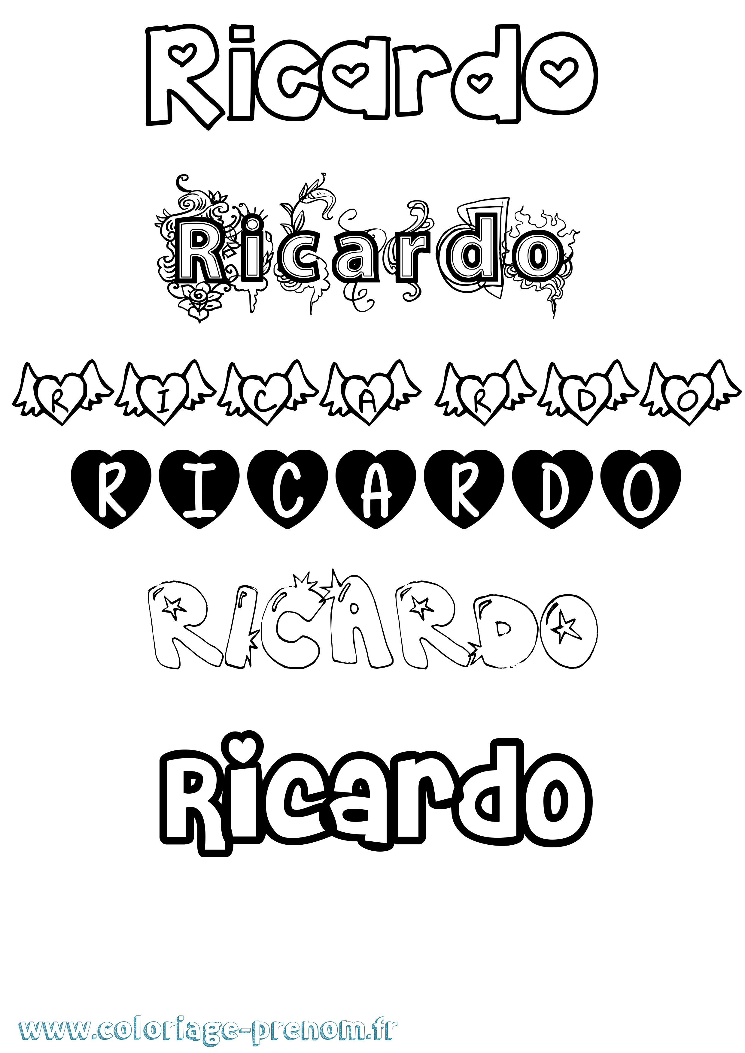 Coloriage Ricardo Coloriage prénom Ricardo