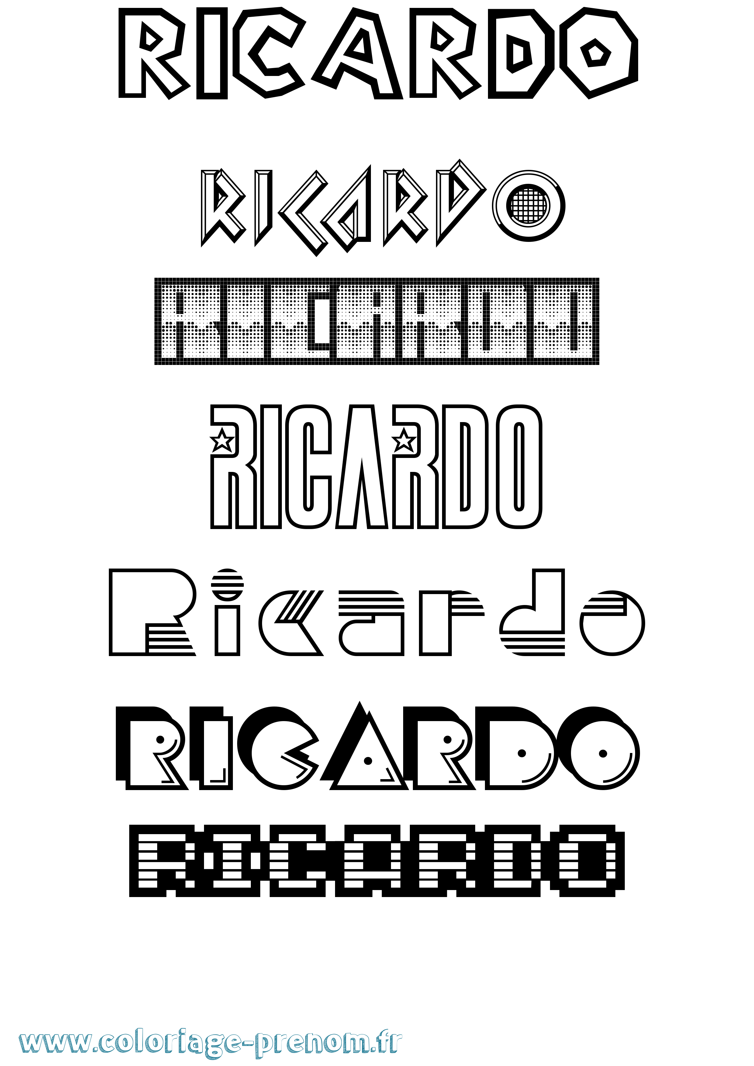 Coloriage Ricardo Coloriage prénom Ricardo
