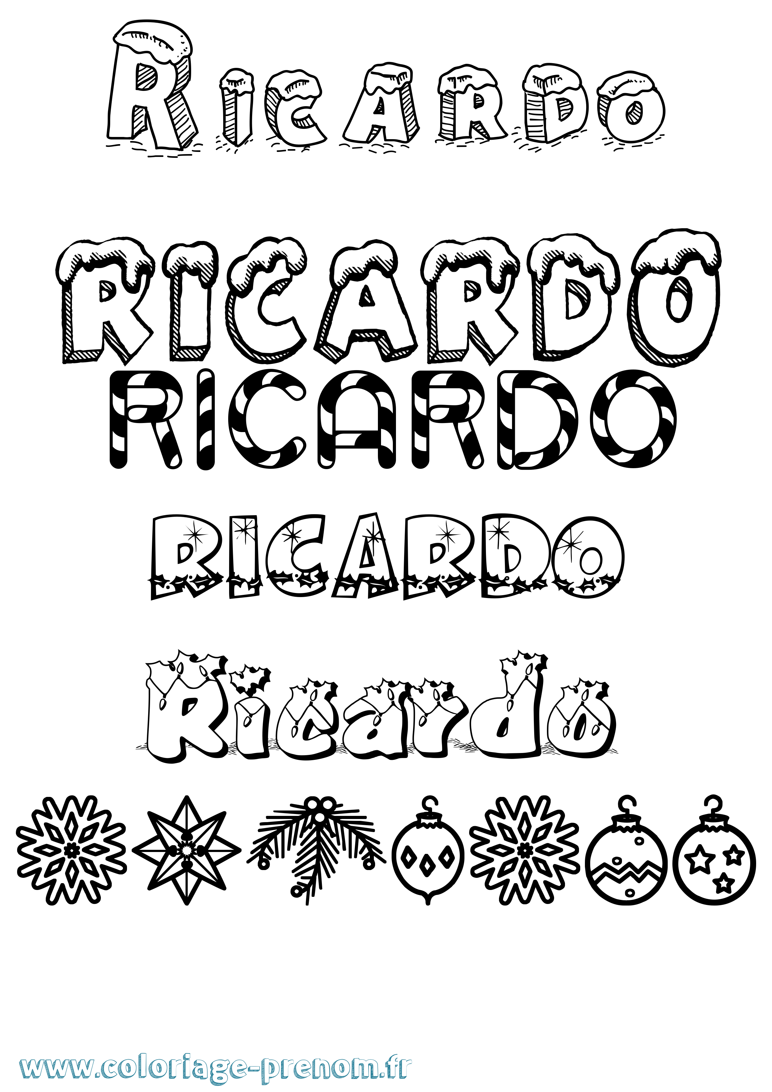 Coloriage Ricardo Coloriage prénom Ricardo