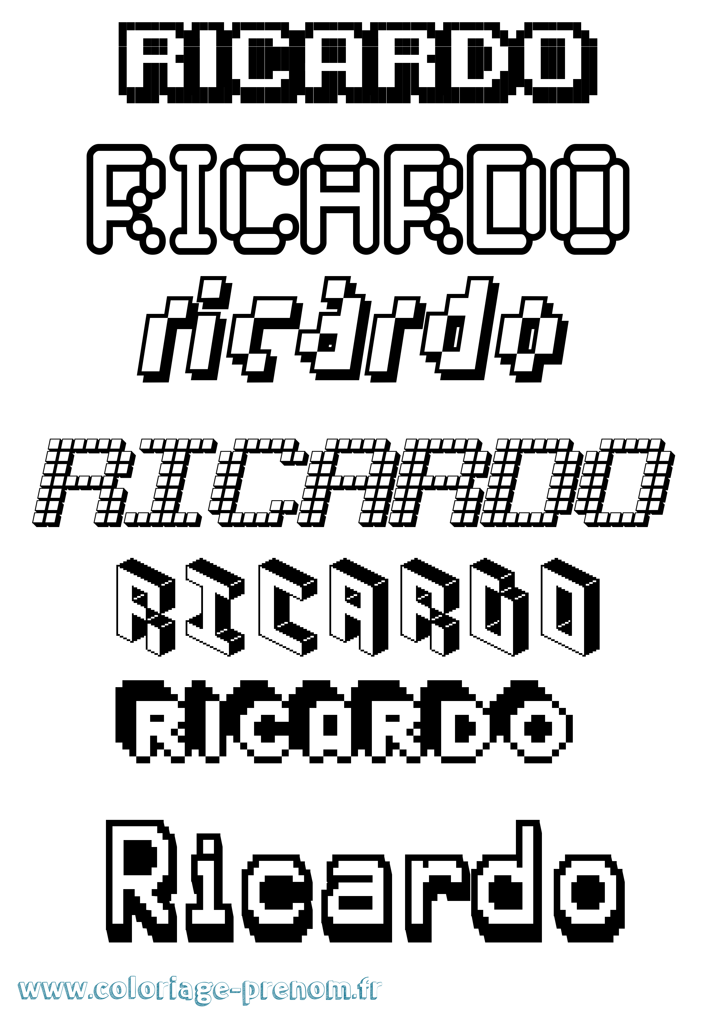 Coloriage Ricardo Coloriage prénom Ricardo