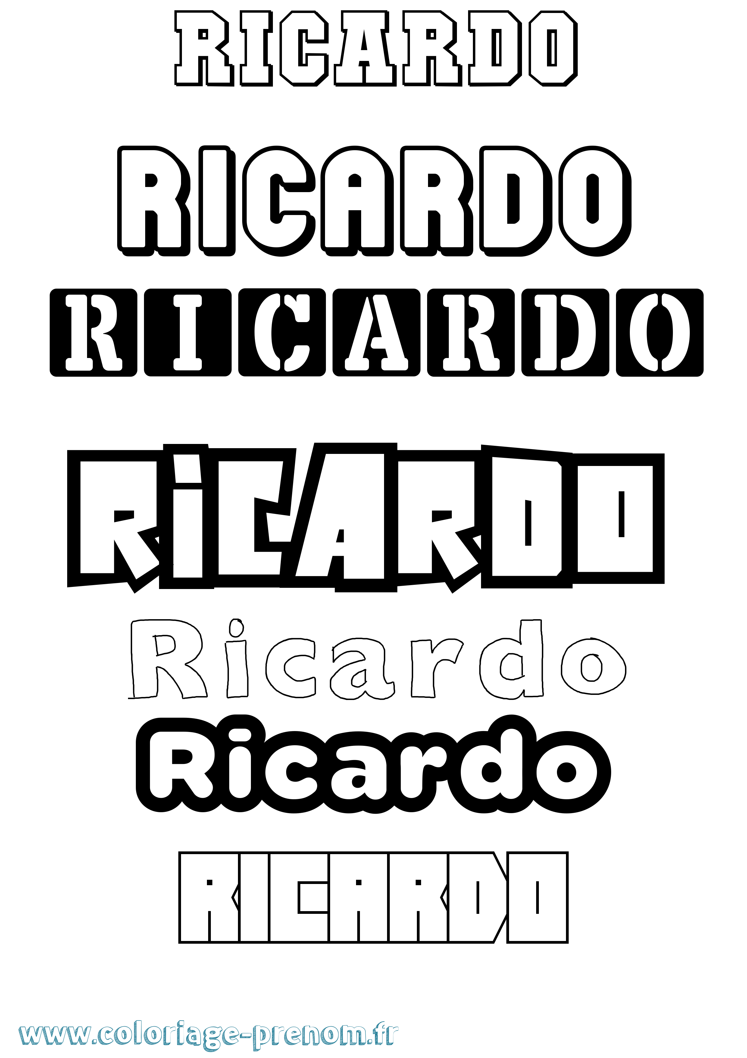 Coloriage Ricardo Coloriage prénom Ricardo