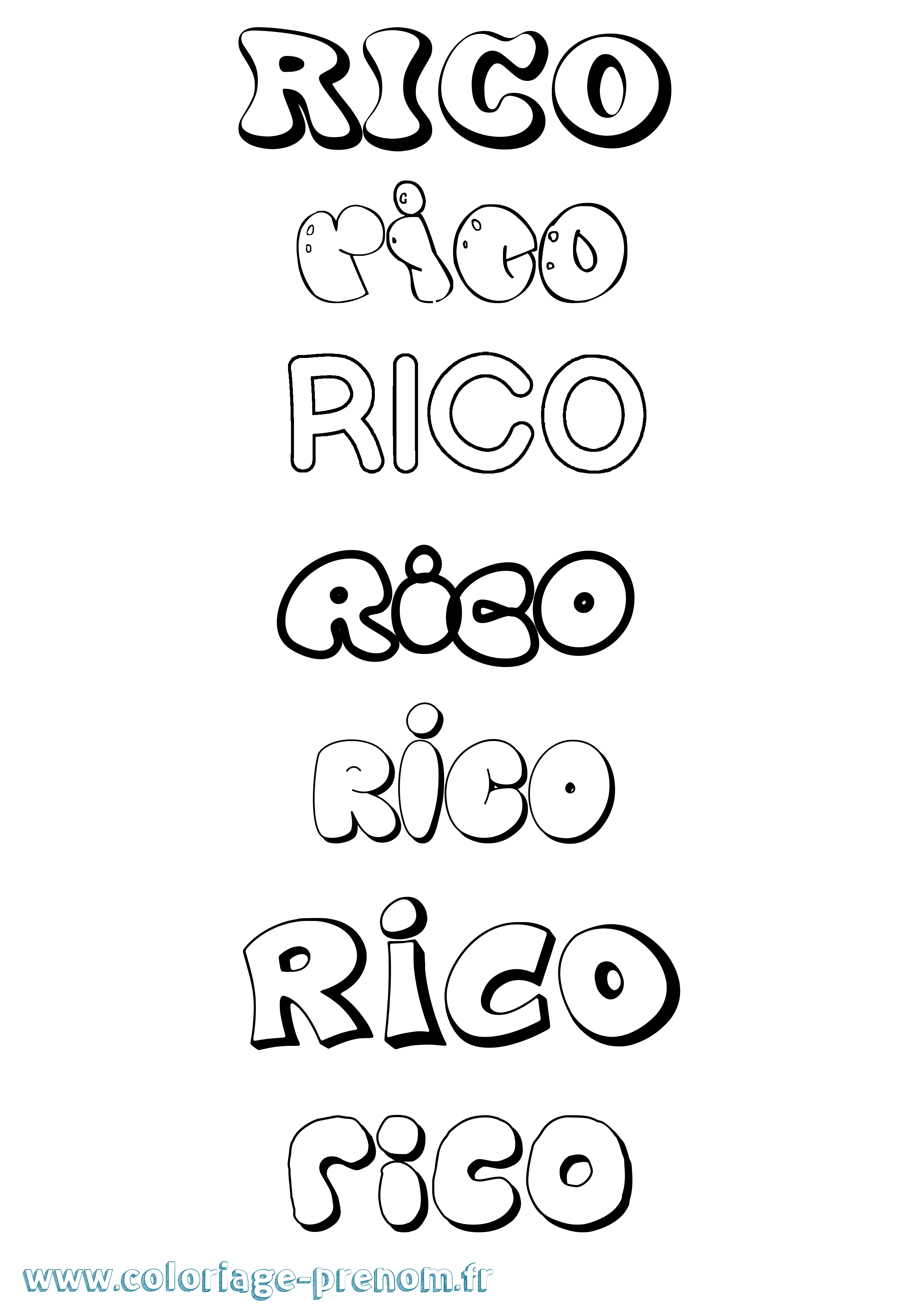 Coloriage Rico Bubble Coloriage prénom Rico Bubble