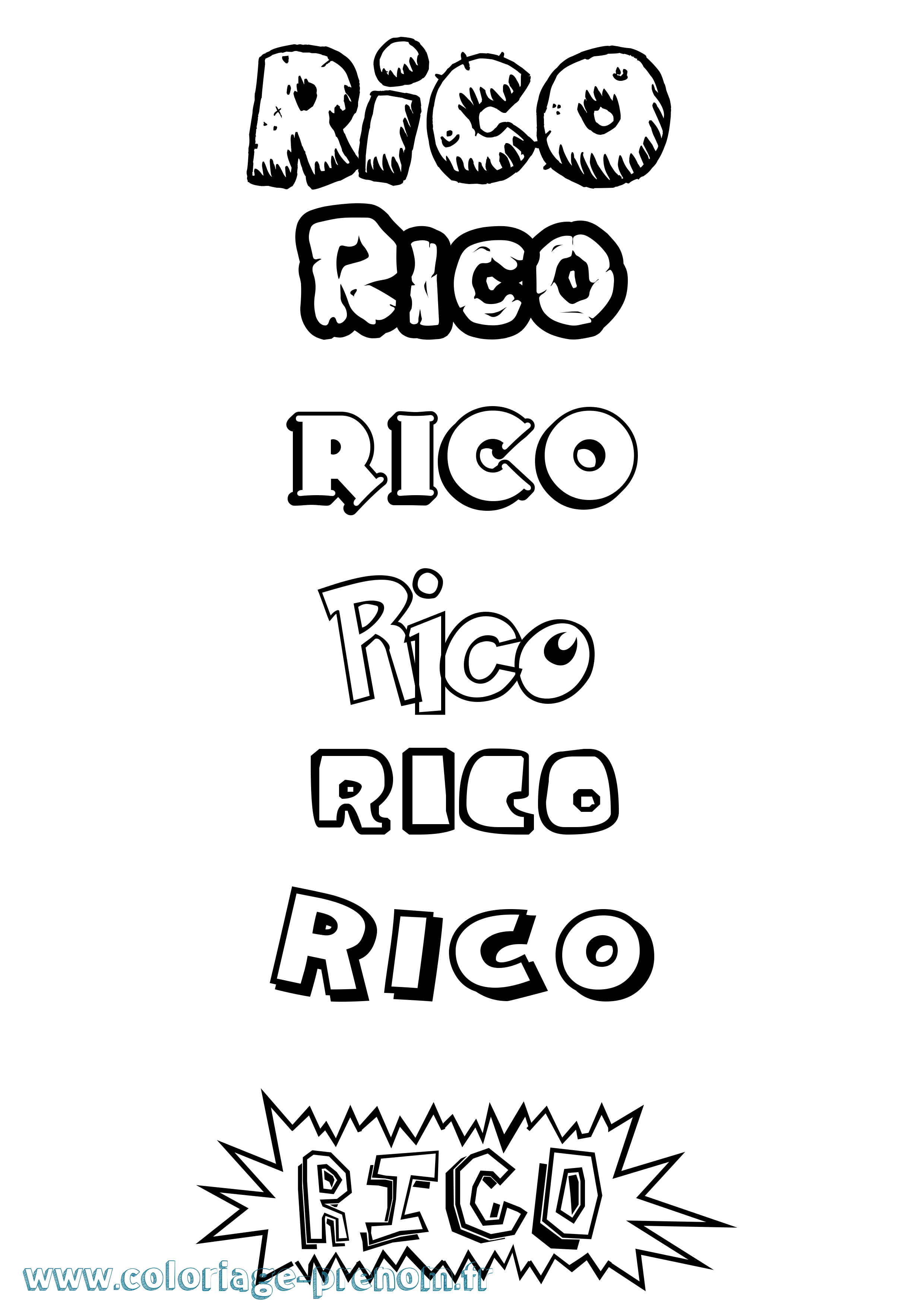 Coloriage Rico Dessin Animé Coloriage prénom Rico Dessin Animé